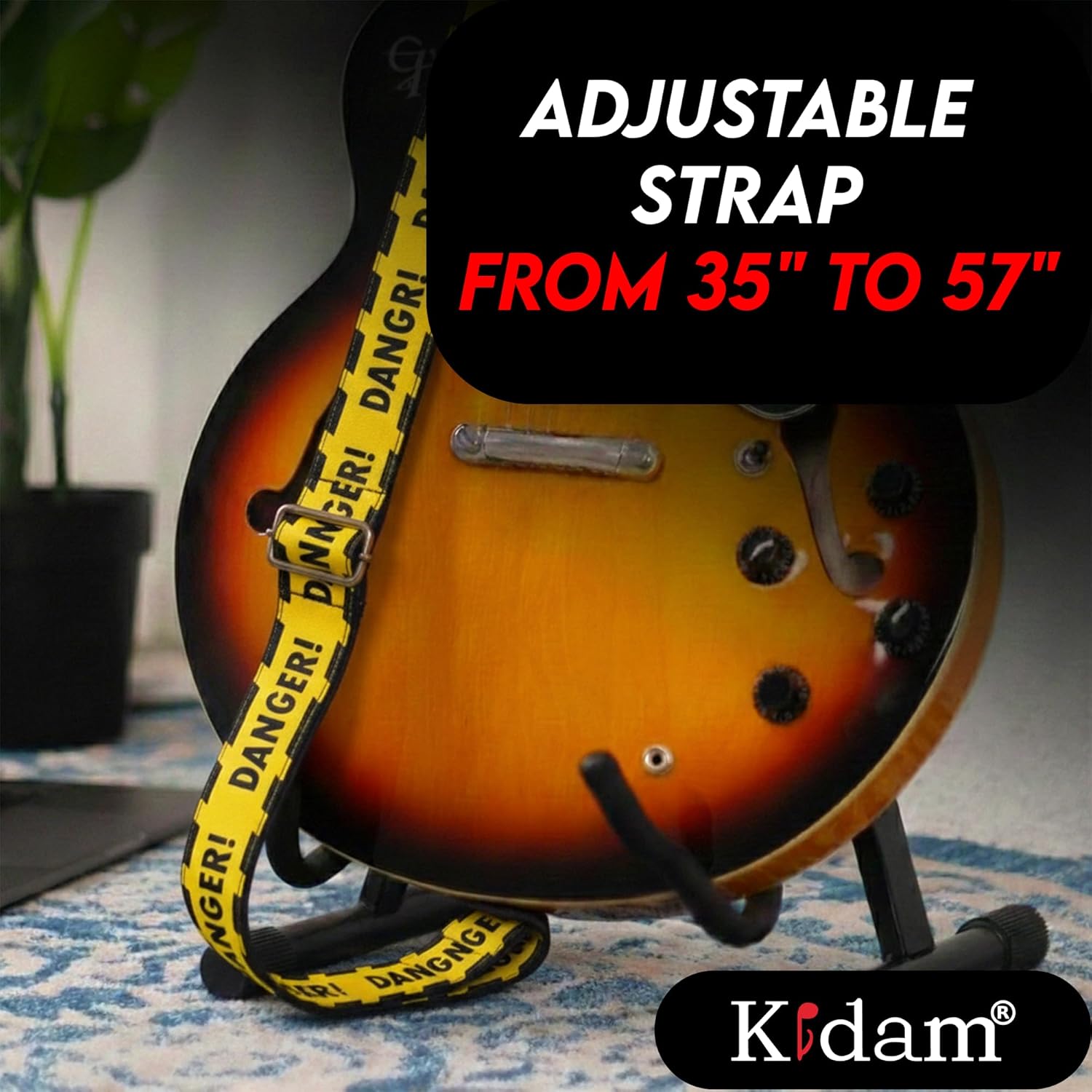 Kidam guitar strap, adjustable strap for acoustic guitars, basses and electric guitars.