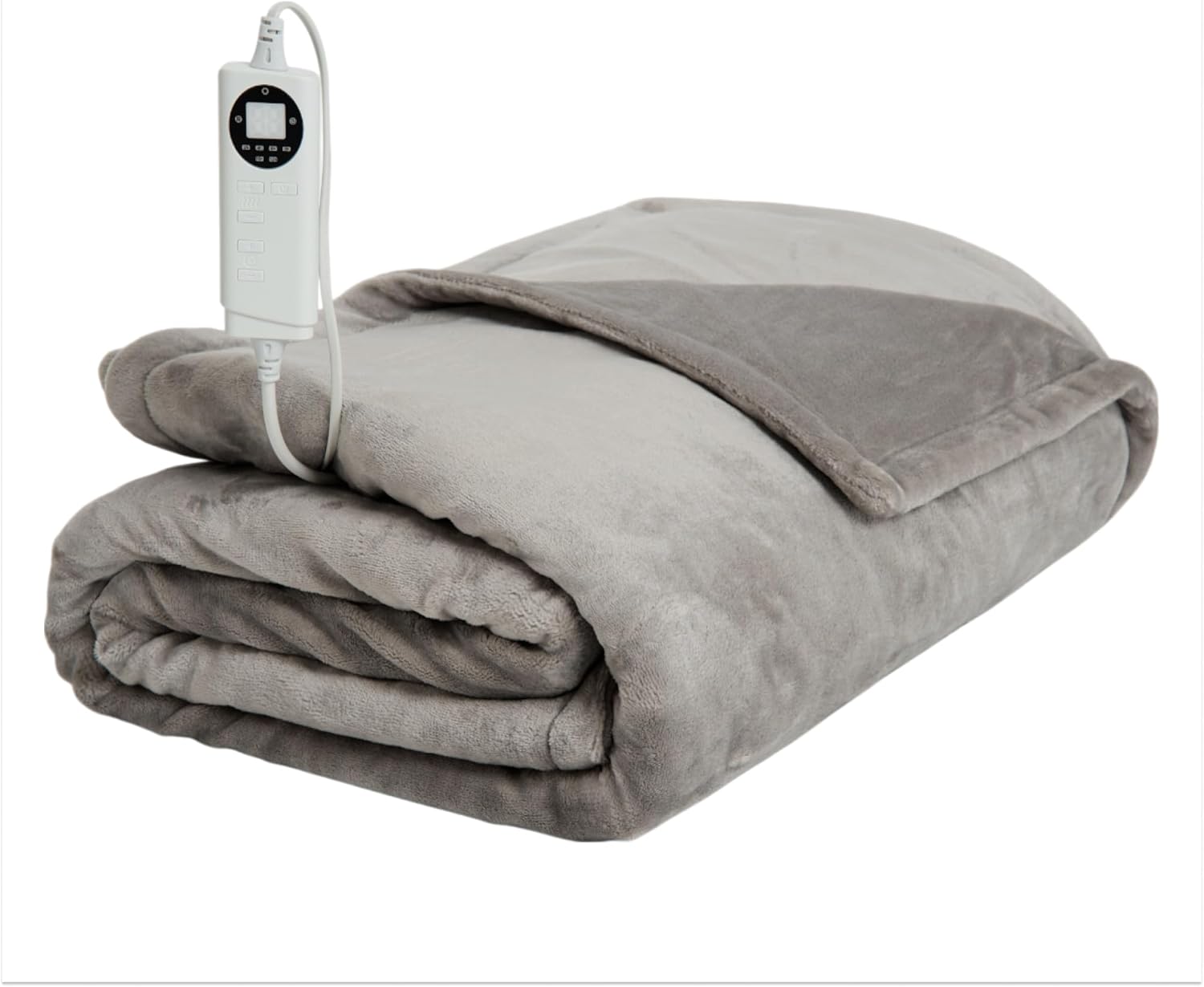 Electric Blanket – Heated Blanket, 10 Heat Levels (34-140°F), 12-Hour Auto Shut-Off, Soft Polyester Fleece, Fast Heating, Machine Washable, Gray, Full