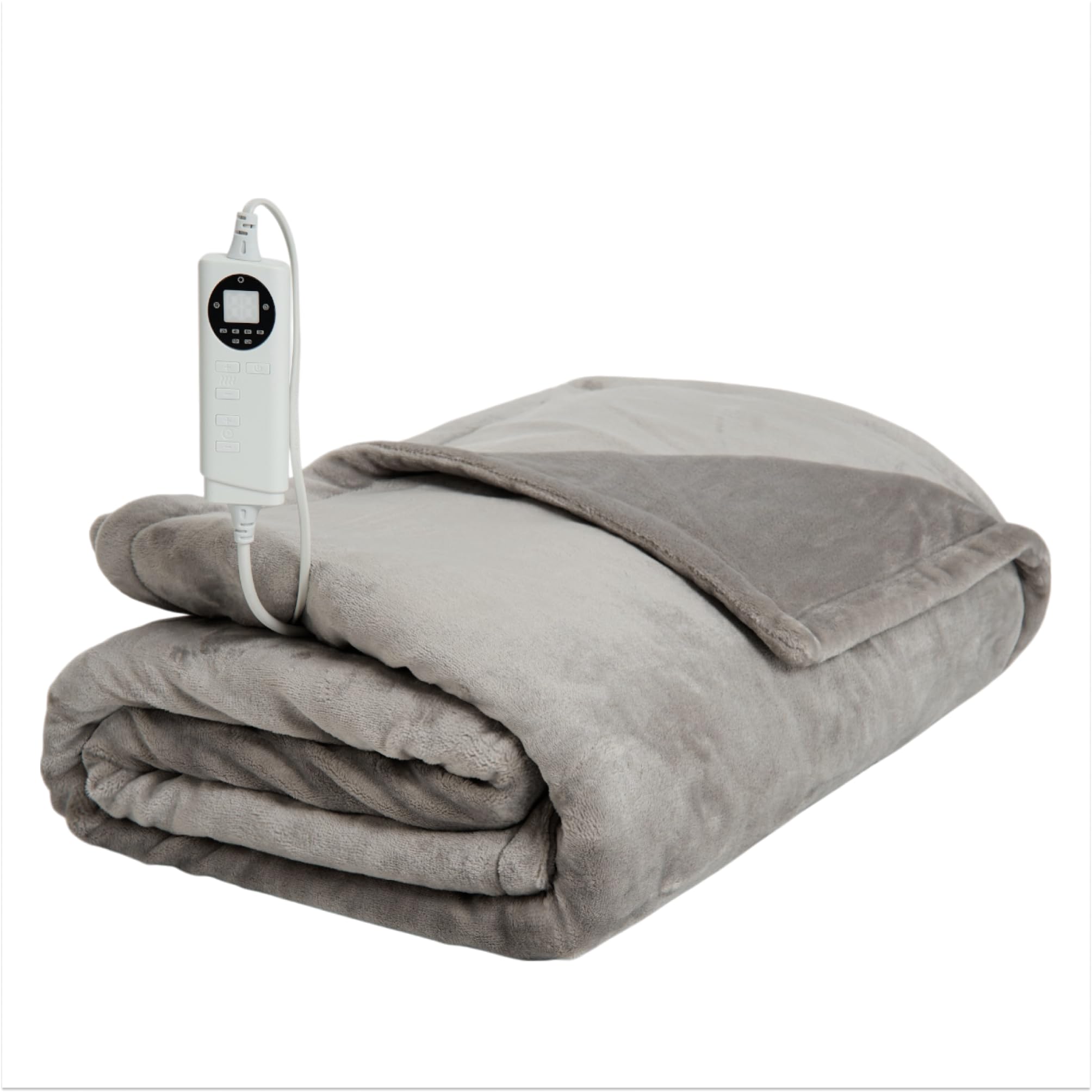 Melinora Electric Blanket – Heated Blanket, 10 Heat Levels (34-140°F), 12-Hour Auto Shut-Off, Soft Polyester Fleece, Fast Heating, Machine Washable, Gray, Full