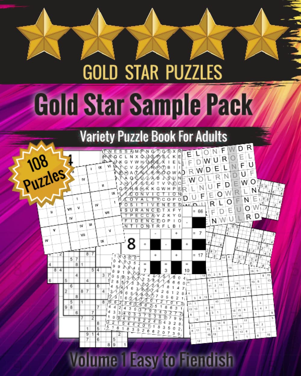 Gold Star Sample Pack Variety Puzzle Book For Adults: 108 Logic Puzzles ...