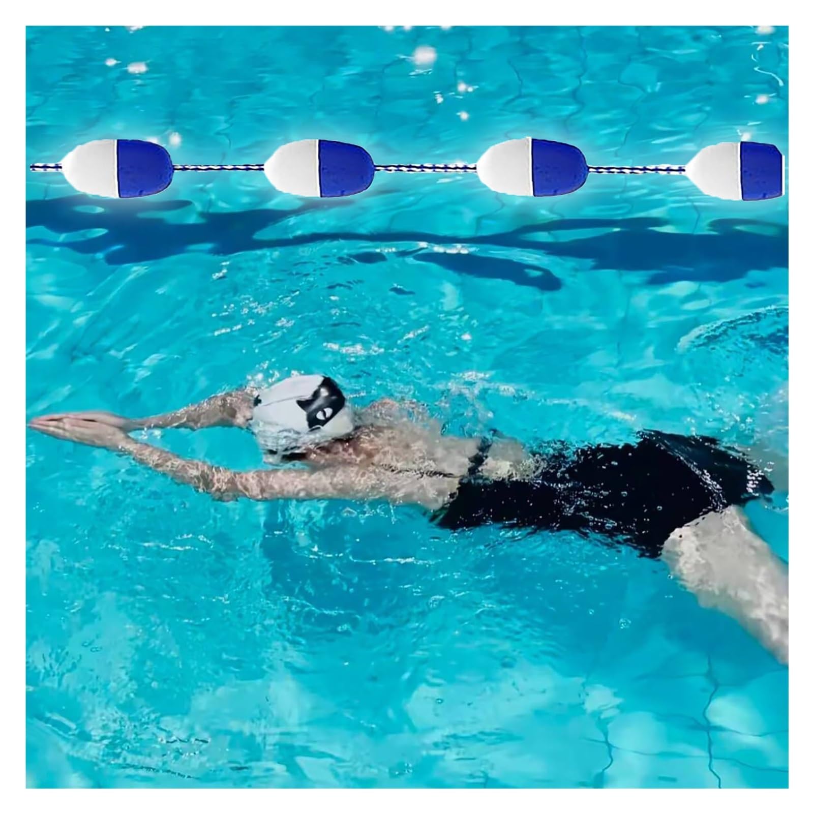 Cuerda de Seguridad para Piscina Ajustable con flotadores/Gancho, Cuerda divisoria para Piscina, línea de boya Flotante para pisci