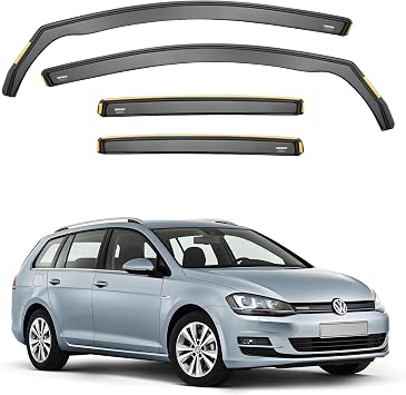 iSpeed Wind Deflectors For Volkswagen VW Golf mk7 Estate 2013-2019 5 Door - Keep Your Car Ventilated in Rain - Reduce Wind Turbulence - Tinted In-Channel Type