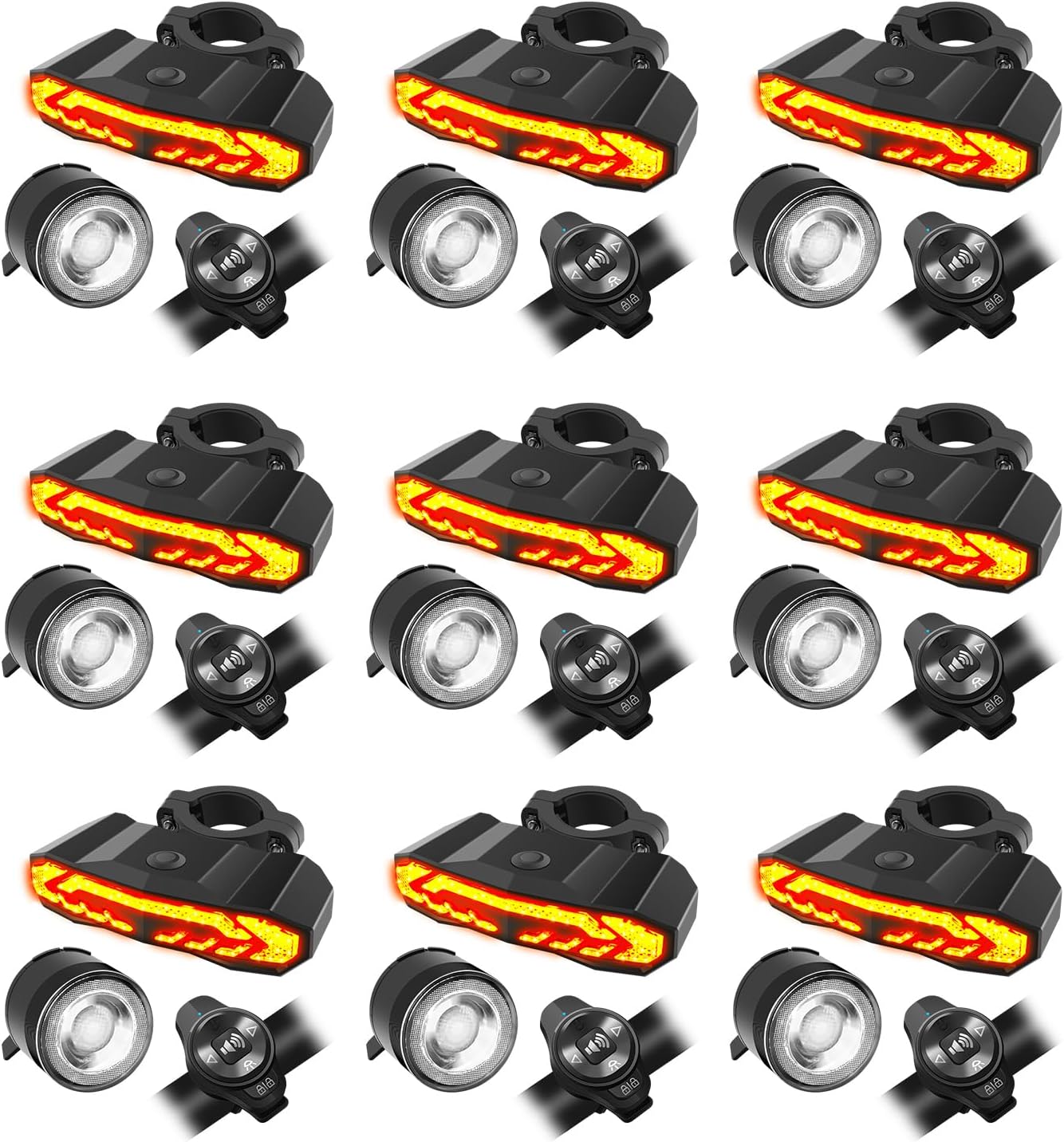 9PK Bike Headlight and Taillight, NineLeaf Bike Lights Front and Back with Turn Signals, Front and Rear Bike Lights Set, USB Rechargeable IP66 Waterproof for All Bicycles, Road, Mountain, Night Riding