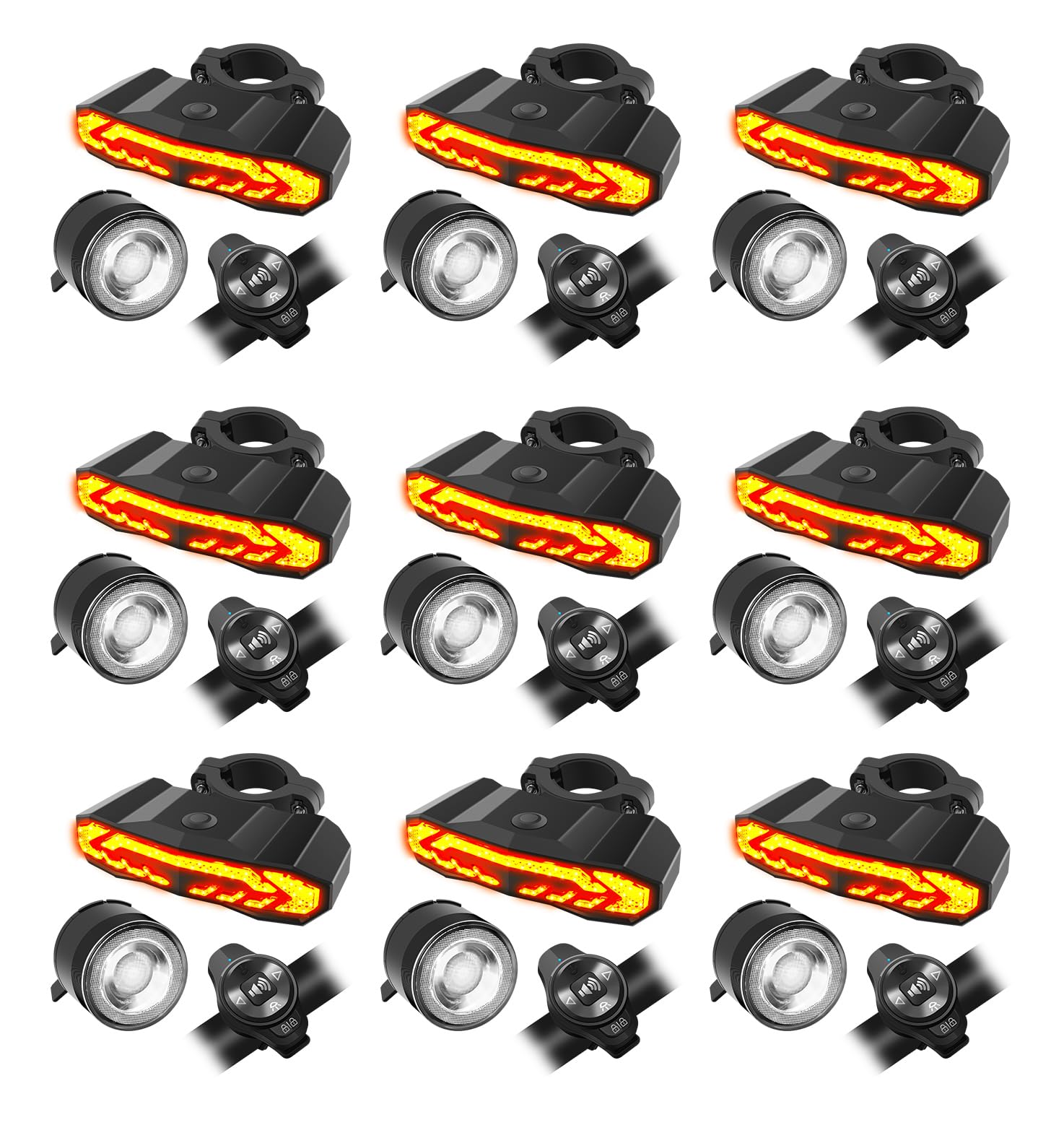 9PK Bike Headlight and Taillight, NineLeaf Bike Lights Front and Back with Turn Signals, Front and Rear Bike Lights Set, USB Rechargeable IP66 Waterproof for All Bicycles, Road, Mountain, Night Riding