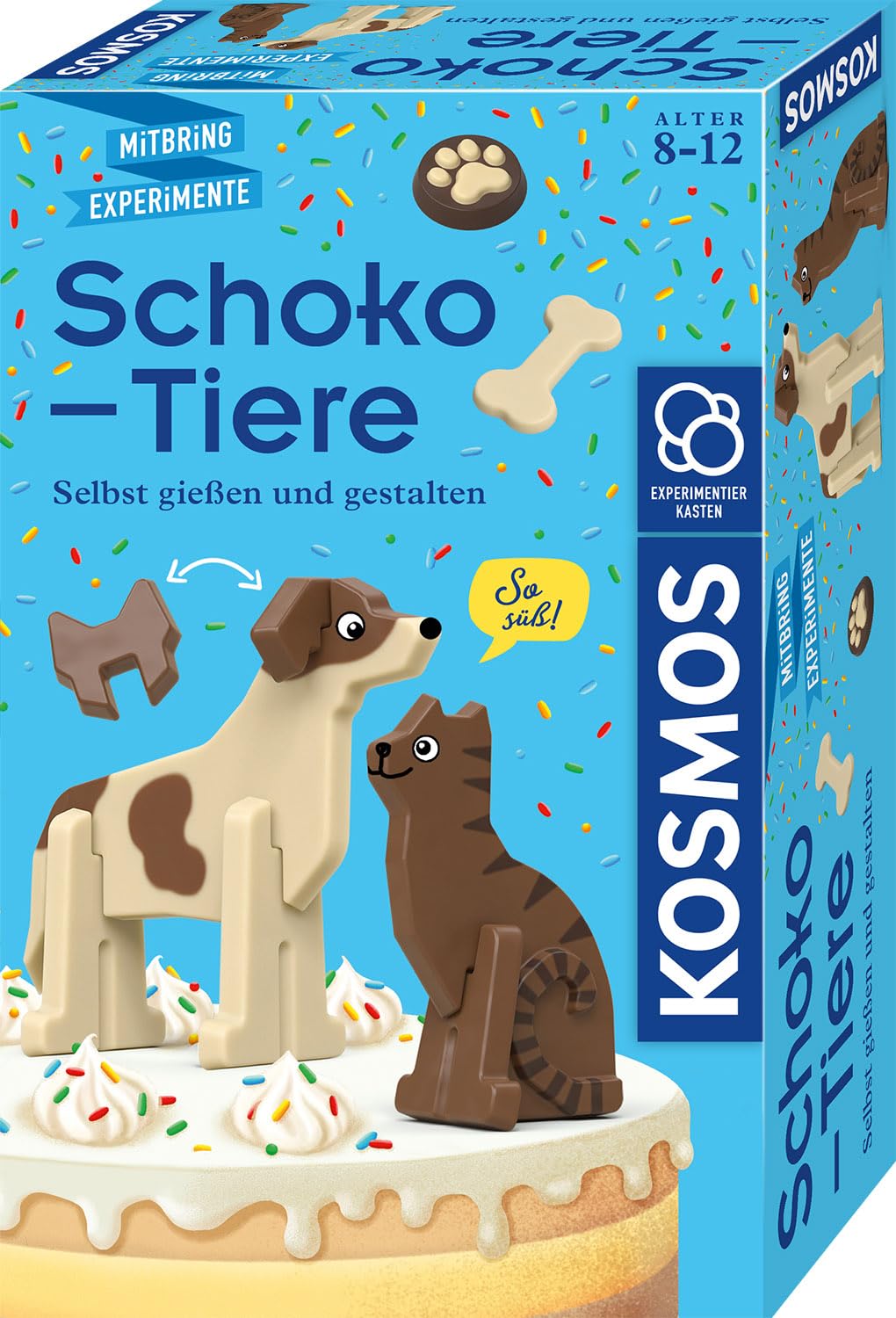 Kosmos 658342 Schoko-Tiere zum Selbergießen, DIY-Set, Mädchen und Jungen ab 8 Jahre, Kindergeburtstag, Schokolade gestalten für Kinder, wiederverwendbare Gießformen, Schoko Labor