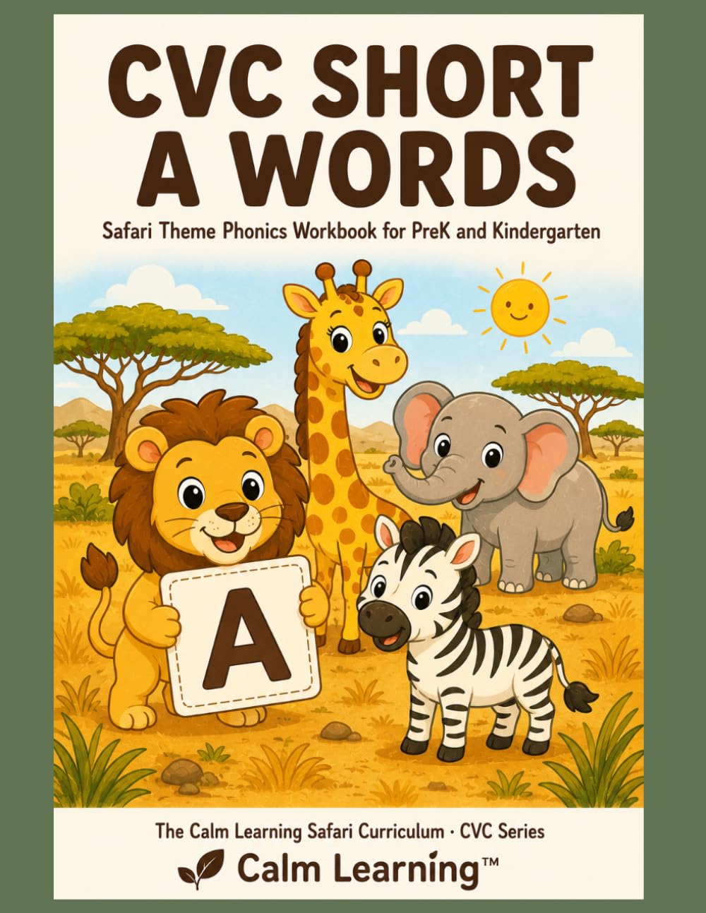 CVC Short A Words: Safari Theme Phonics Workbook for PreK and Kindergarten: Read, Trace, Circle, and Write 27 Short A CVC Words Across 7 Word Families