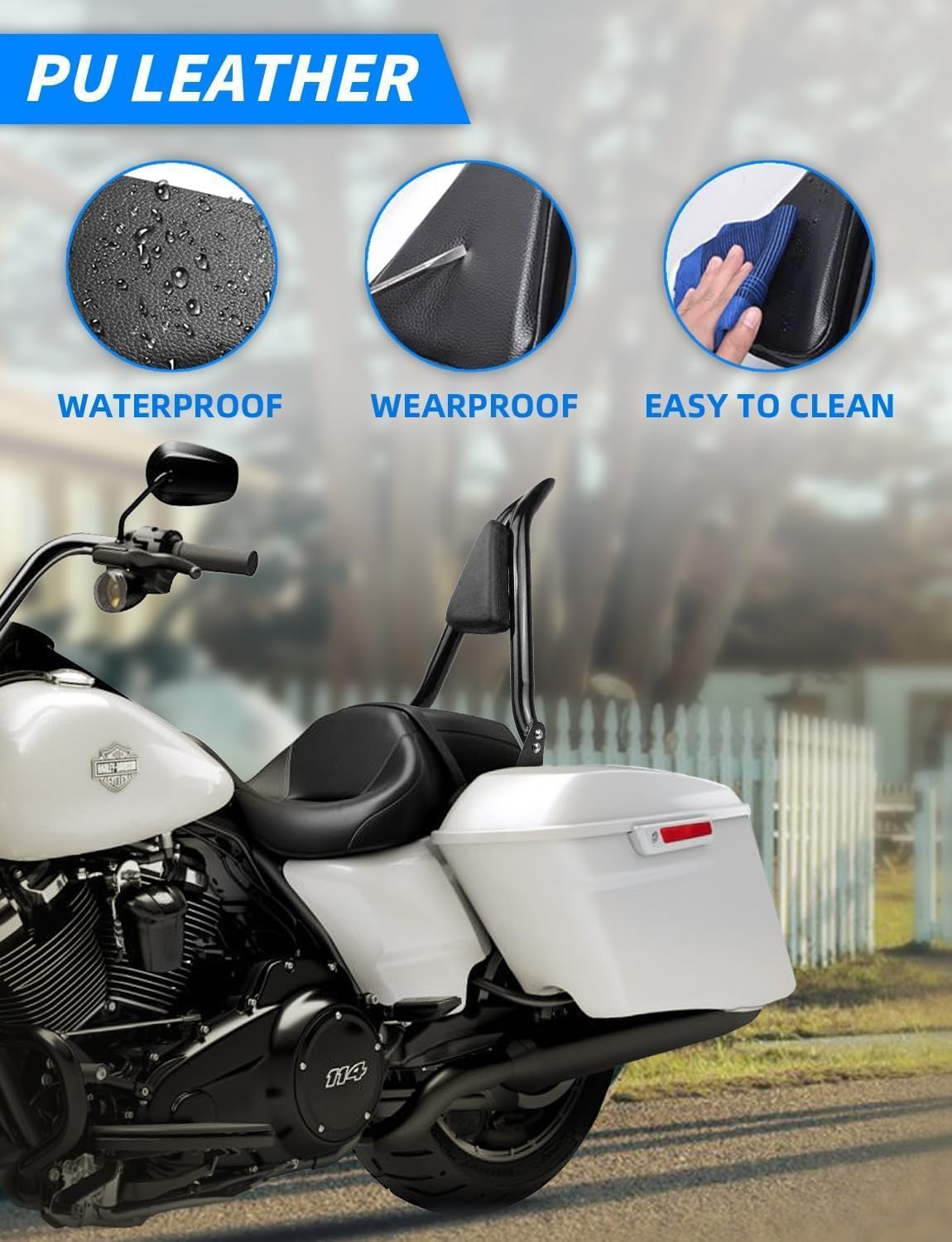 BELZAR 26" Tall Sissy Bar for Harley Davidson Touring Pointed Detachable Passenger Backrest Fit for CVO Road Glide Road King Street Glide Electra Glide Ultra Limited 2009-2024 Gloss Black