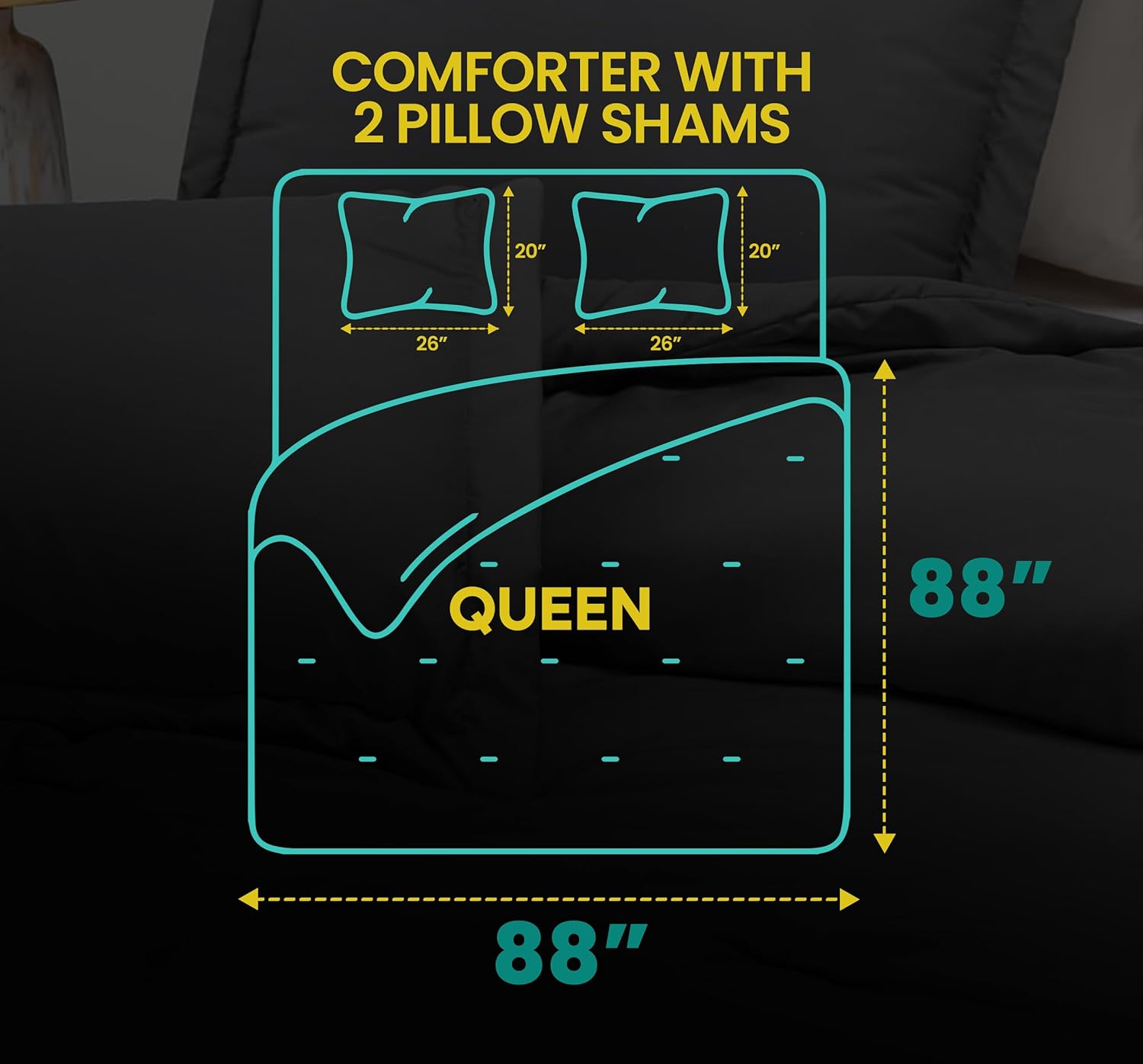 Queen Comforter Set 3 Piece Grey by Utopia Bedding, Comforters Queen Size, Bedding Comforters Sets, Down Alternative Soft Bed Set, 1 Comforter (88 x 88 inches) 2 Pillow Shams (20 x 26 inches)