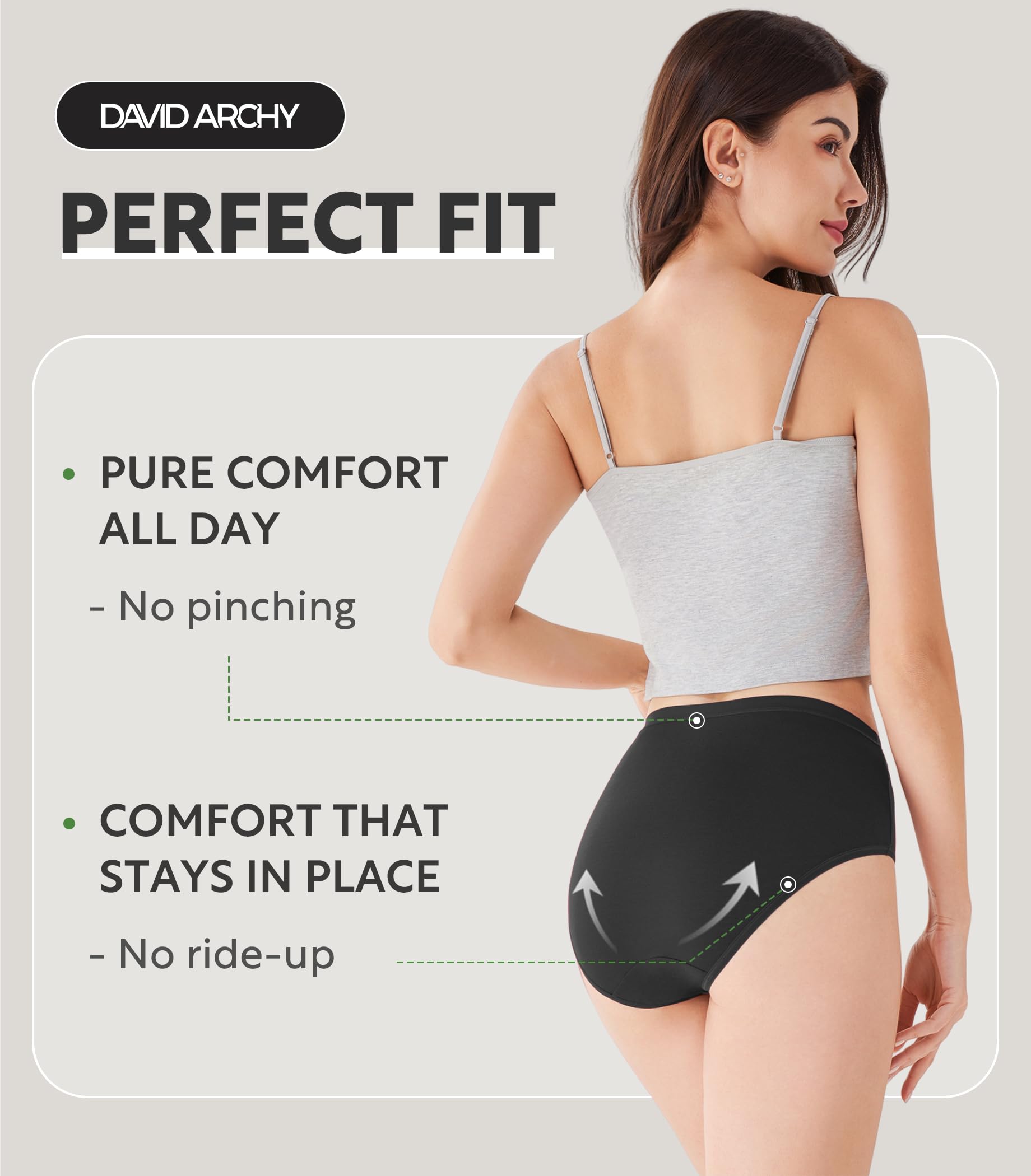 DAVID ARCHY Biancheria intima da donna, slip da donna in rayon di bambù, mutandine traspiranti, morbide e traspiranti, confezione da 4