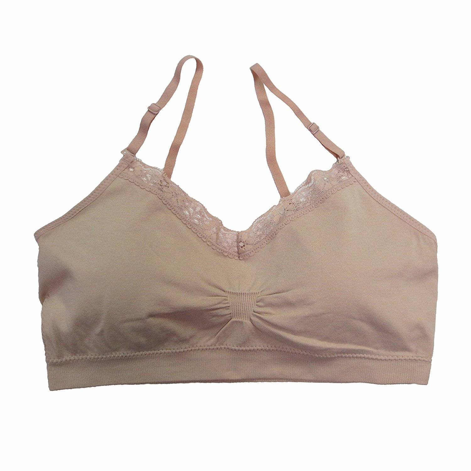Coobie Strappy V-Neck Lace Trim Bras Rose Dust One Size