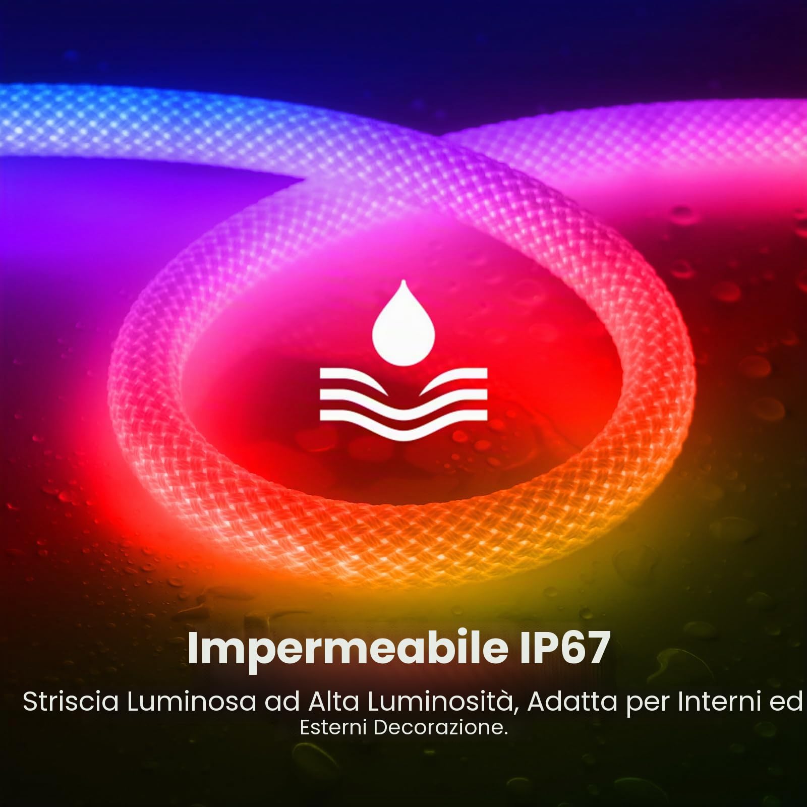 Striscia Neon LED RGB 24V CRI90+[10M],SMD3535,240 LED/m,illuminazione 360° tubo LED rotondo,per decorazione di camere da letto,stanze da gioco,soggiorno e negozi - Alimentatore non incluso
