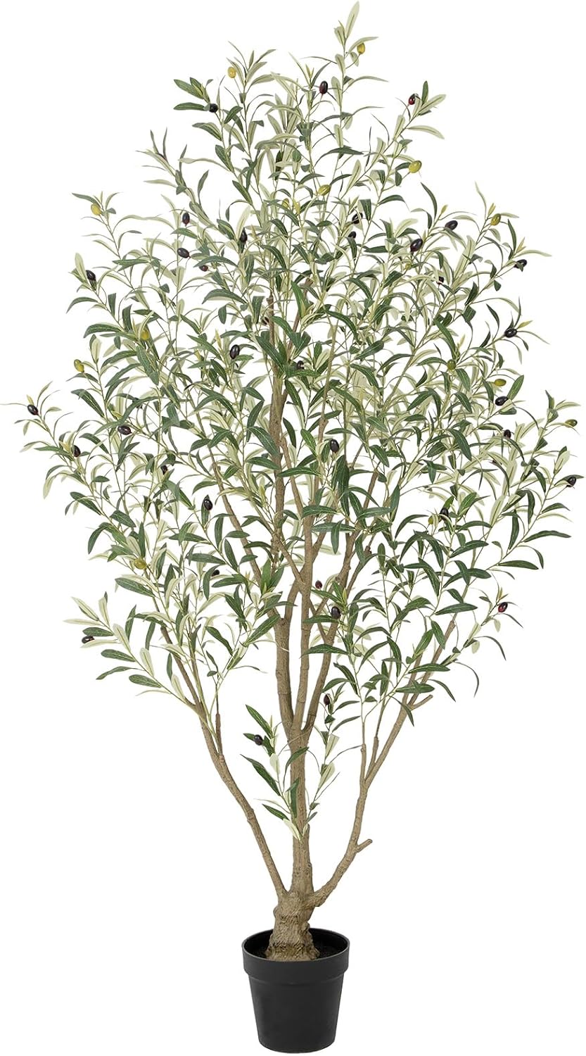 Nafresh Super Full Faux Olive Tree, 6FT Artificial Olive Tree Indoor, Fake Silk Trees with Realistic Leaves and Lifelike Fruits for Indoor Outdoor Living Room Corner Office Bedroom Home Decor