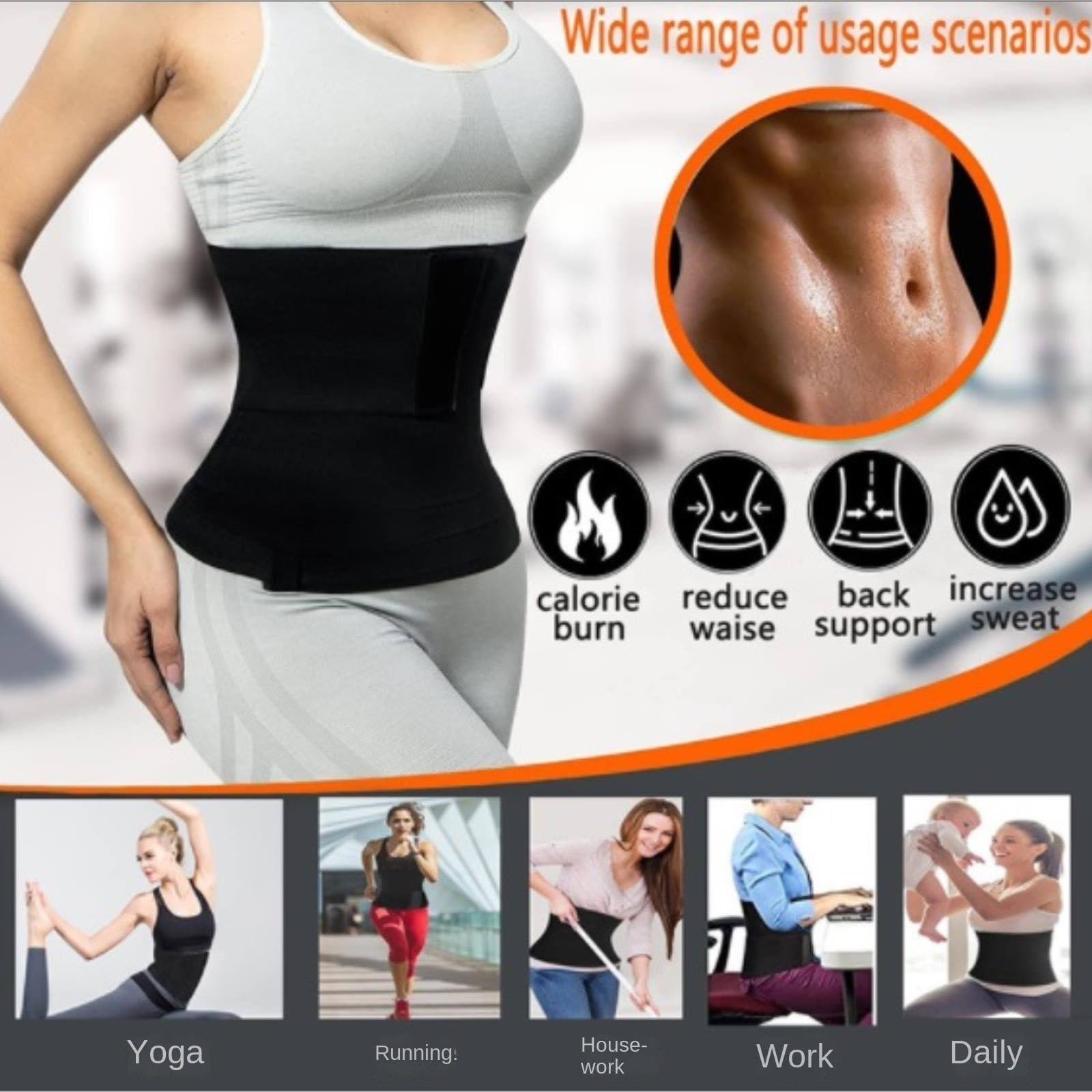 Fascia Lombare Schiena Cintura Dimagrante Shapewear Body Shaper Guaine Sportive Fascia per La Vita Postpartum per Pancia Regolabile Ergonomico Elastica(4 Meters)