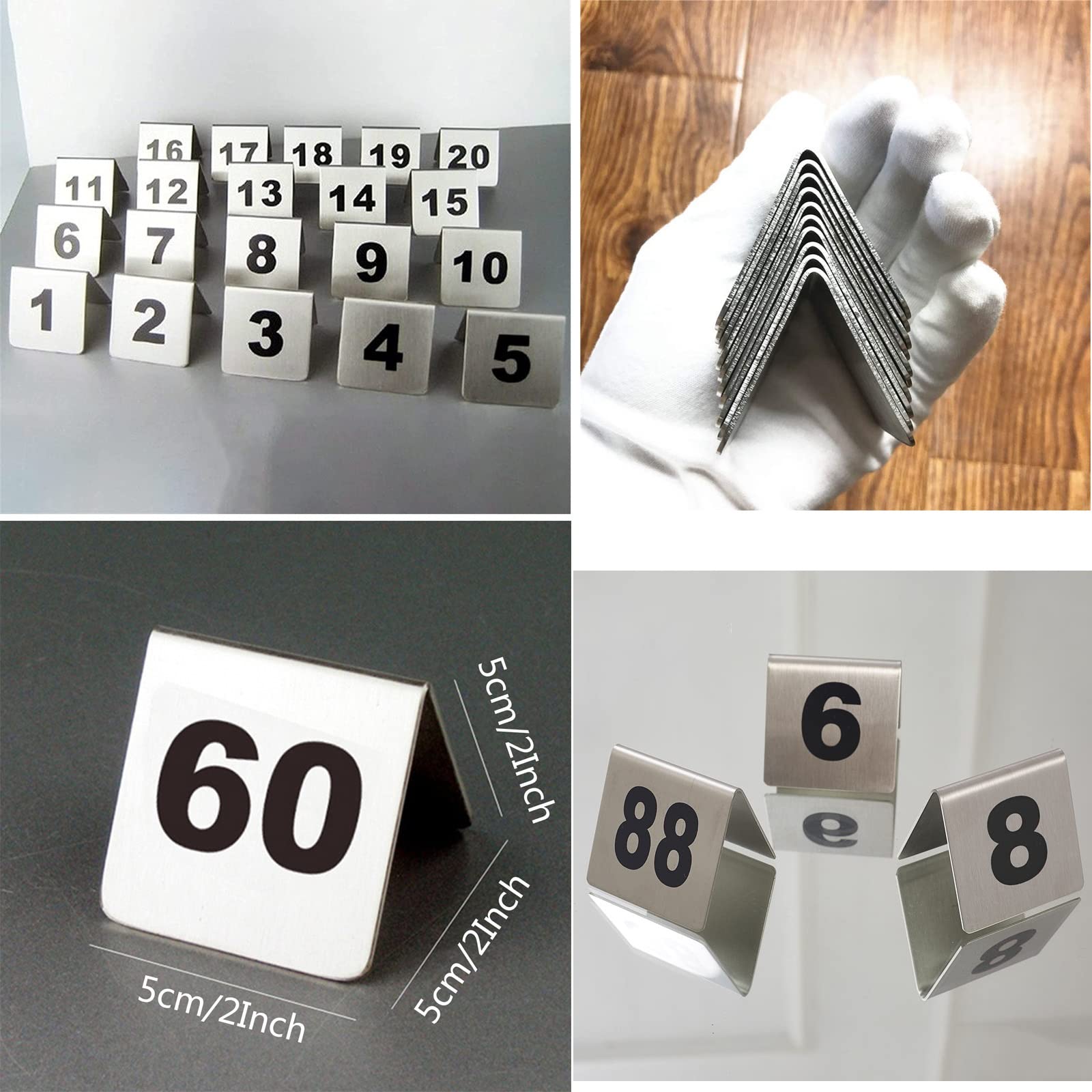 Soporte para números de Mesa para recepciones de Bodas, Carteles Digitales 1-50 1-100 Tarjetas de núrpa de Metal para restaurantes, Banquetes, cafeterías, bistrós, Resistentes e irrompibles.