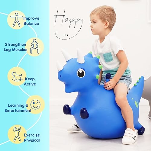 Vista 12 de ZOOJOY Bee Bouncy Animals Hopper, tolva inflable para rebotar, para interiores y exteriores, juguetes para saltar de rebote para niños pequeños