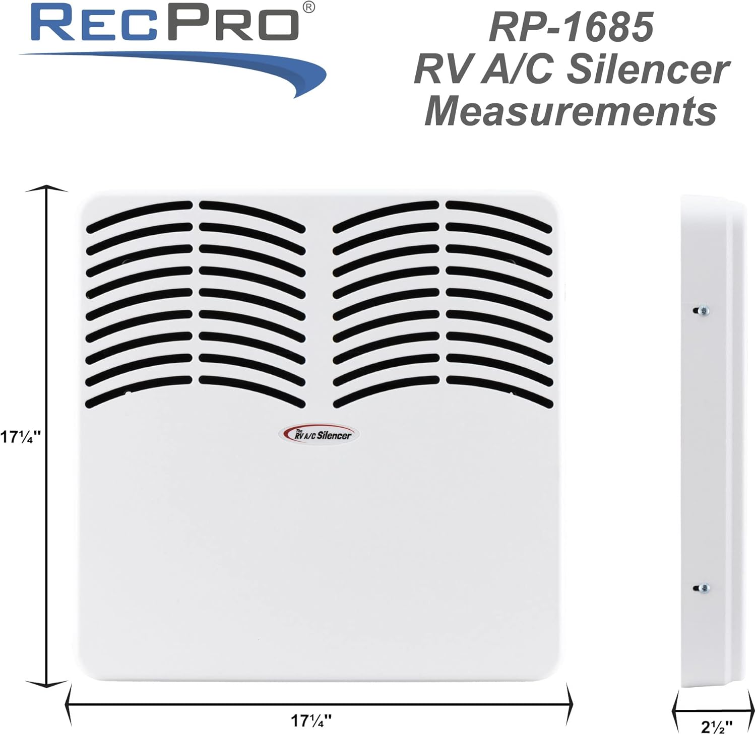 Dimensions of the RecPro Wacko RV AC Silencer Kit CA200