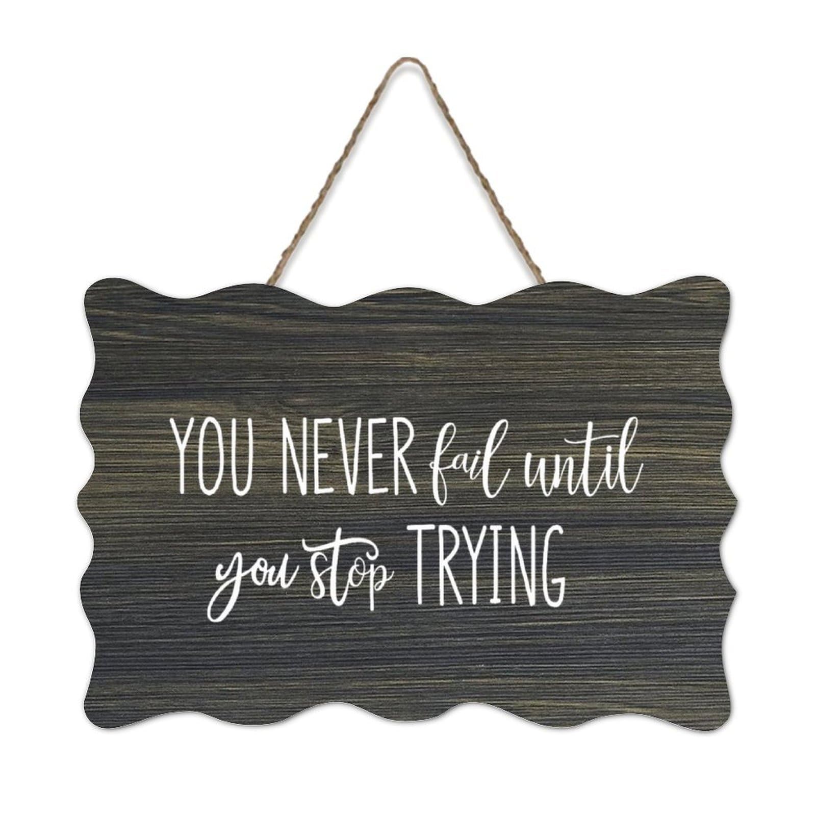 Luijorgy Style1-Style-15 You Never Fail Until You Stop Trying Wood Sign 6X10in Bible Verse Quotes Saying Wall Art Rustic Farmhouse Hanging Wooden Plaques Signs For Entryway Door Living Room Kitchen Christmas Decorations