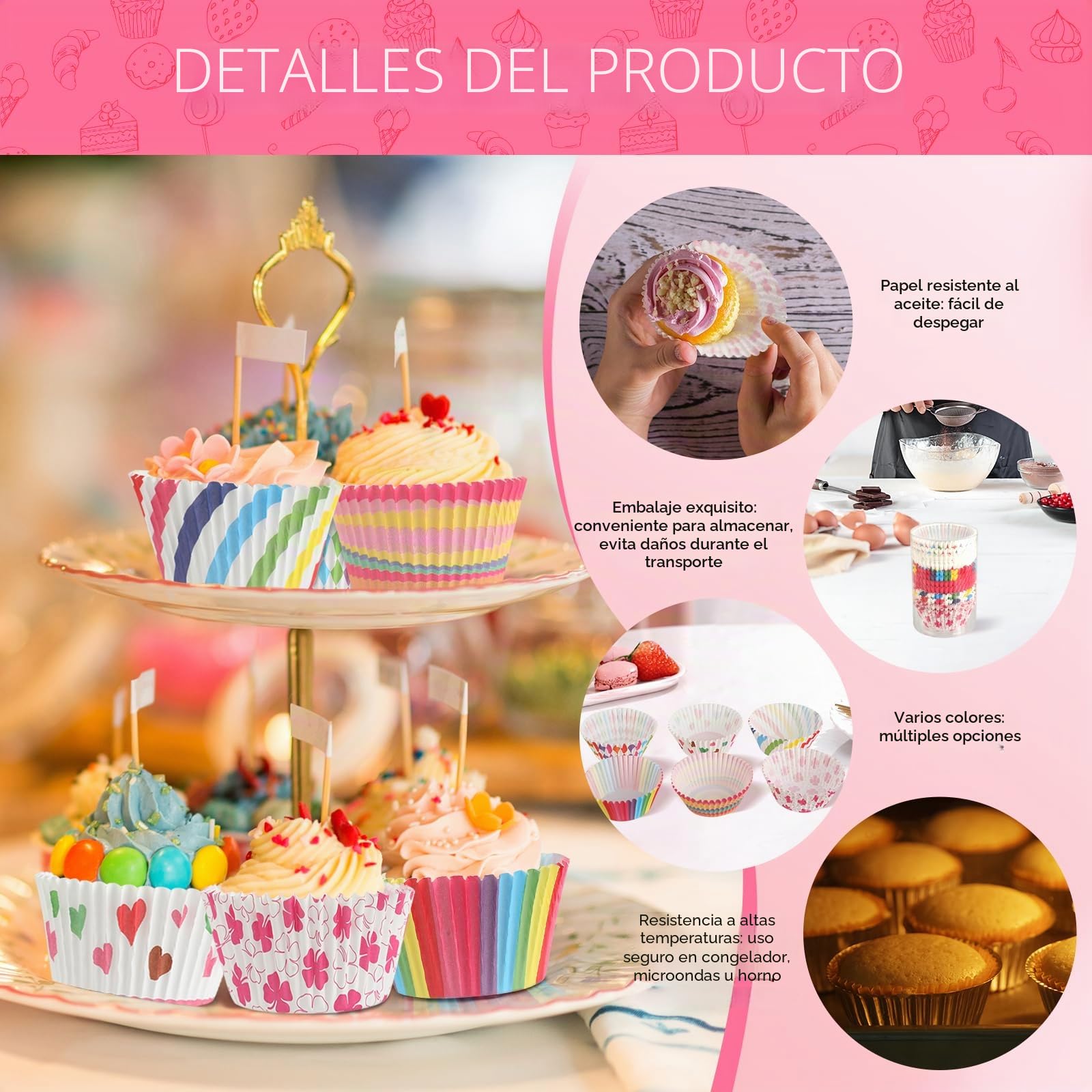 Moldes Magdalenas de Papel de Colores 300 Mini Vivos para Horno