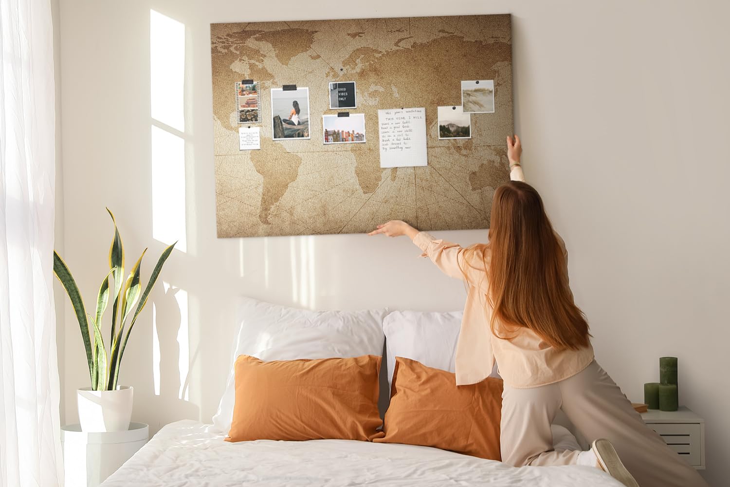 Pizarra de corcho con diseño original 140x100 cm | Mapa del mundo antiguo