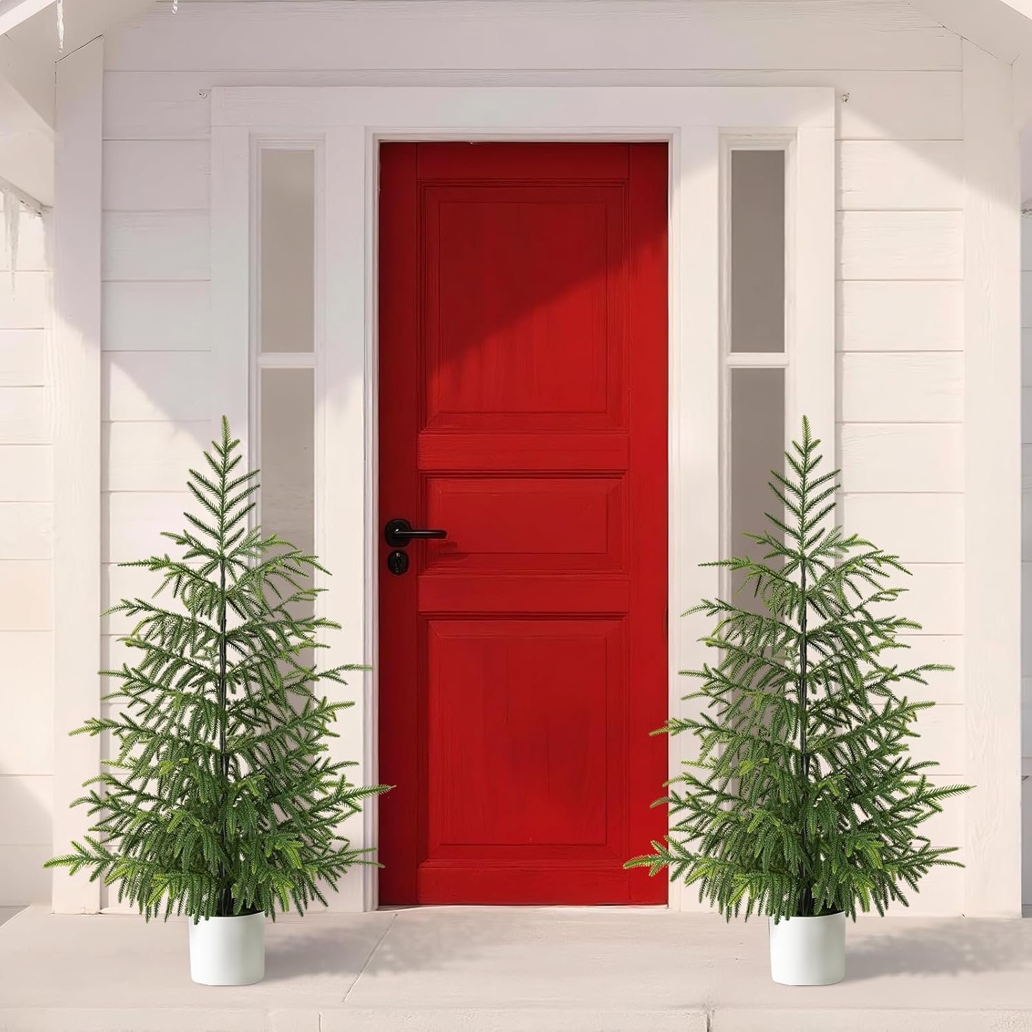 3Ft Artificial Norfolk Pine Tree with Pot, 36" Real Touch Table Top Christmas Tree, Green Christmas Tree for Front Porch Table Indoor Outdoor Decor