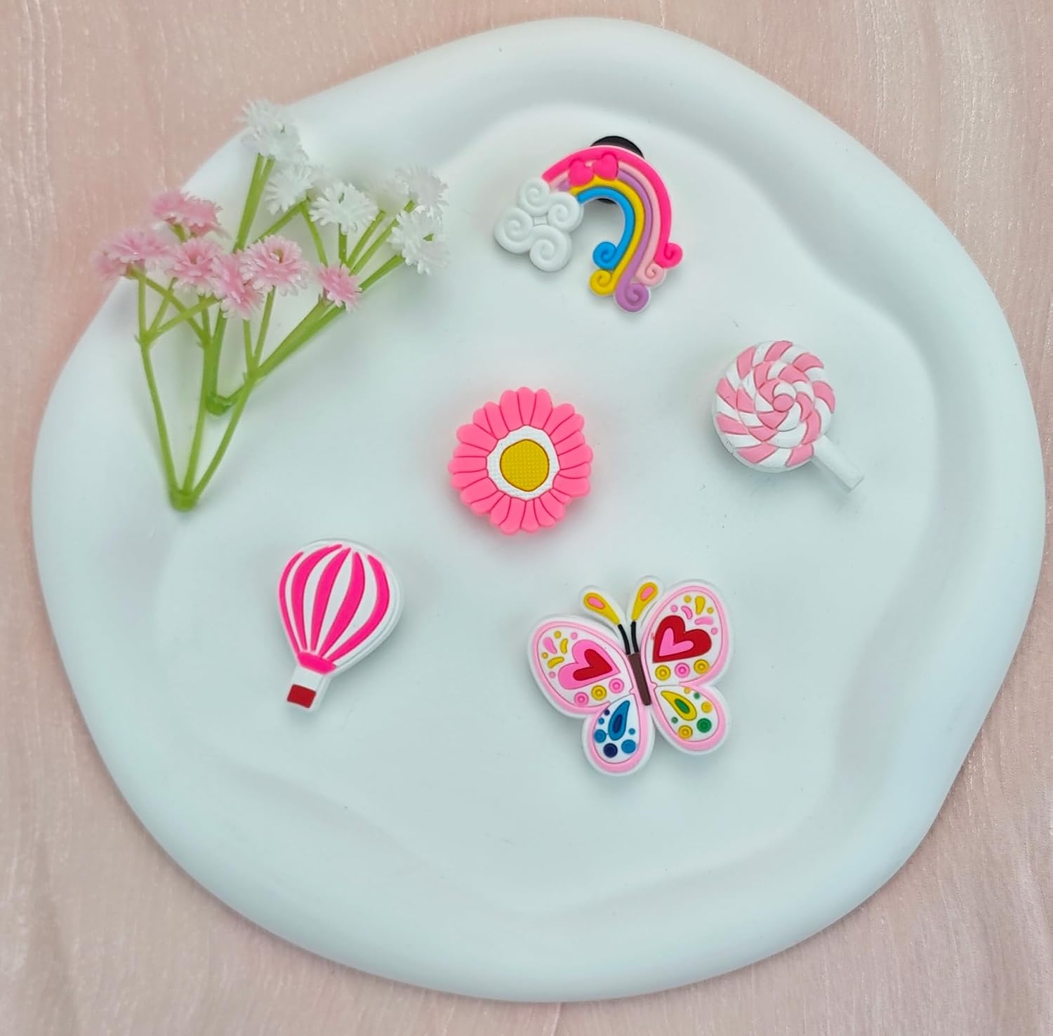 30,50,100 Pcs Random Pink Croc Charms for Girls Women, Cute Shoe Decoration Accessories Pins, Fun Mystery Bulk Gift Box for Clog Sandals, Birthday Party Favors