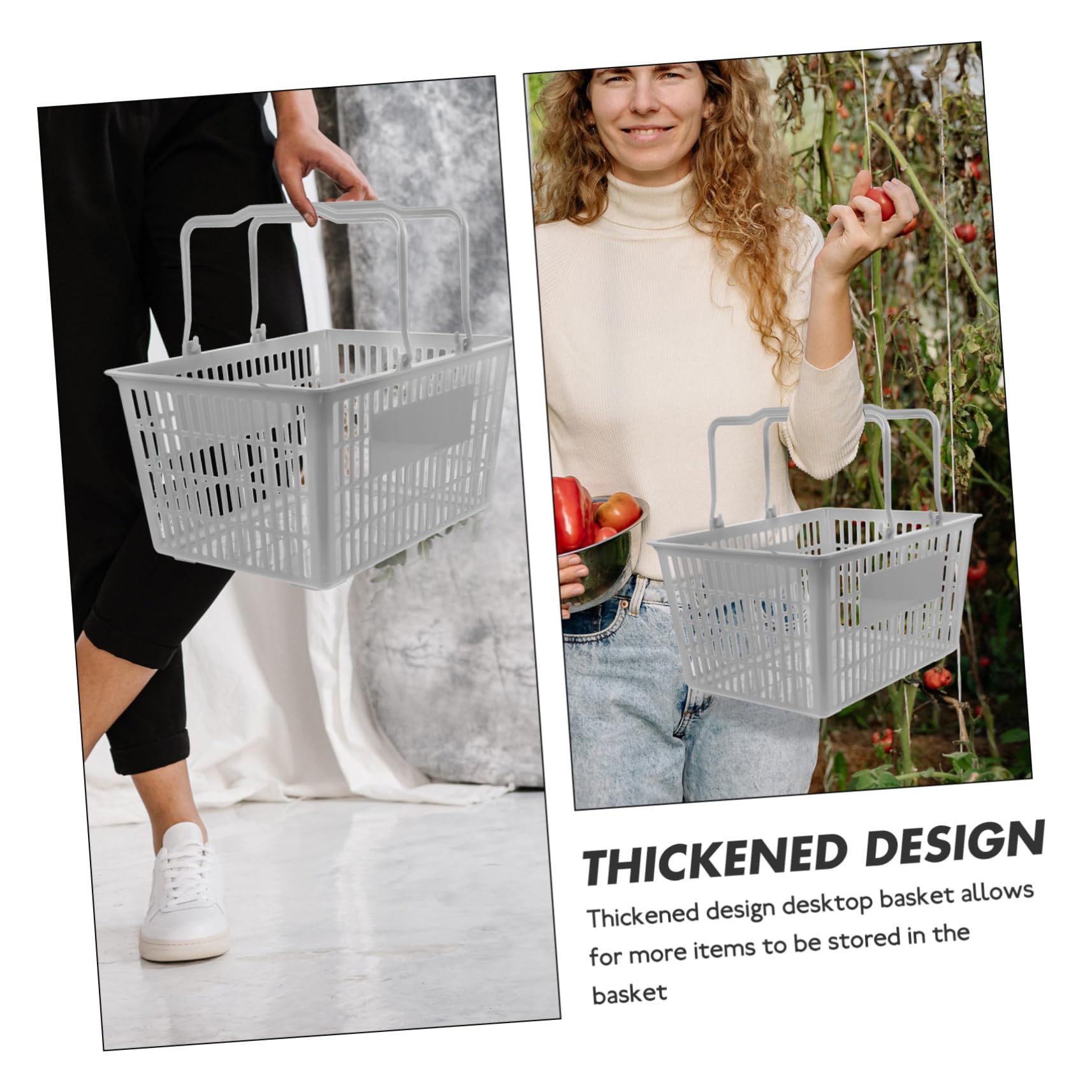 Cesta Porta Oggetti in Plastico Spesso Manico, Resistente e Facile da Trasportare per Supermercati e Negozi di Snack