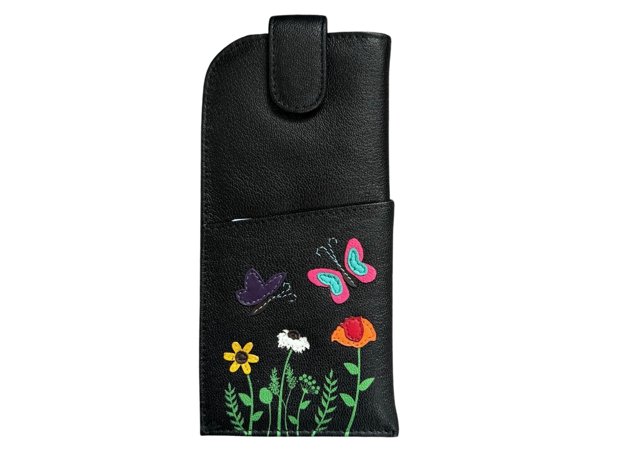 Mala leather - Women's Glasses Case - Leather - Black - Wide Fit