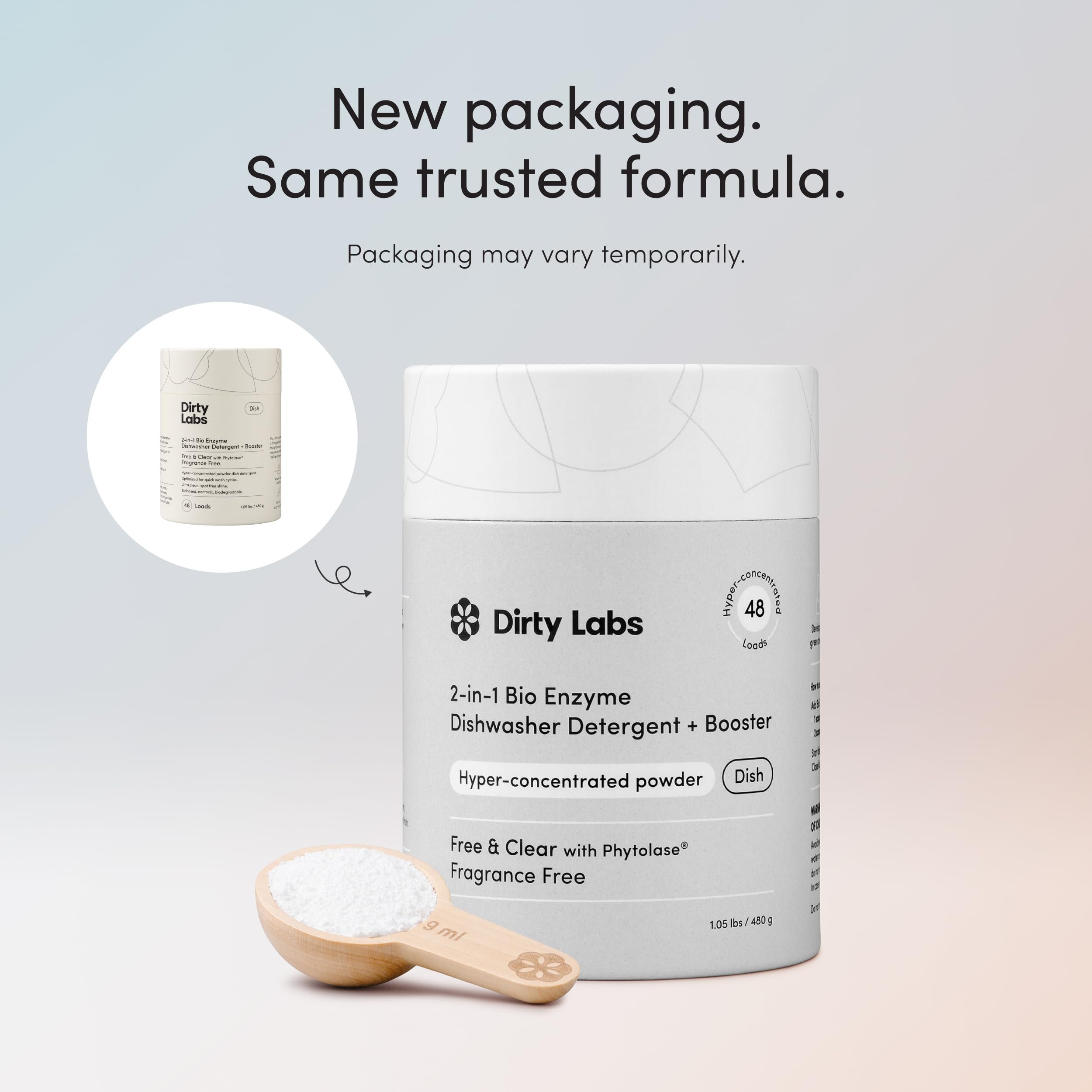 Dirty Labs | Dishwasher Detergent and Booster,Scent Free,48 Loads (1lb),Ultra Clean, Spot Free, Quick Wash Optimized,Hyper Concentrated