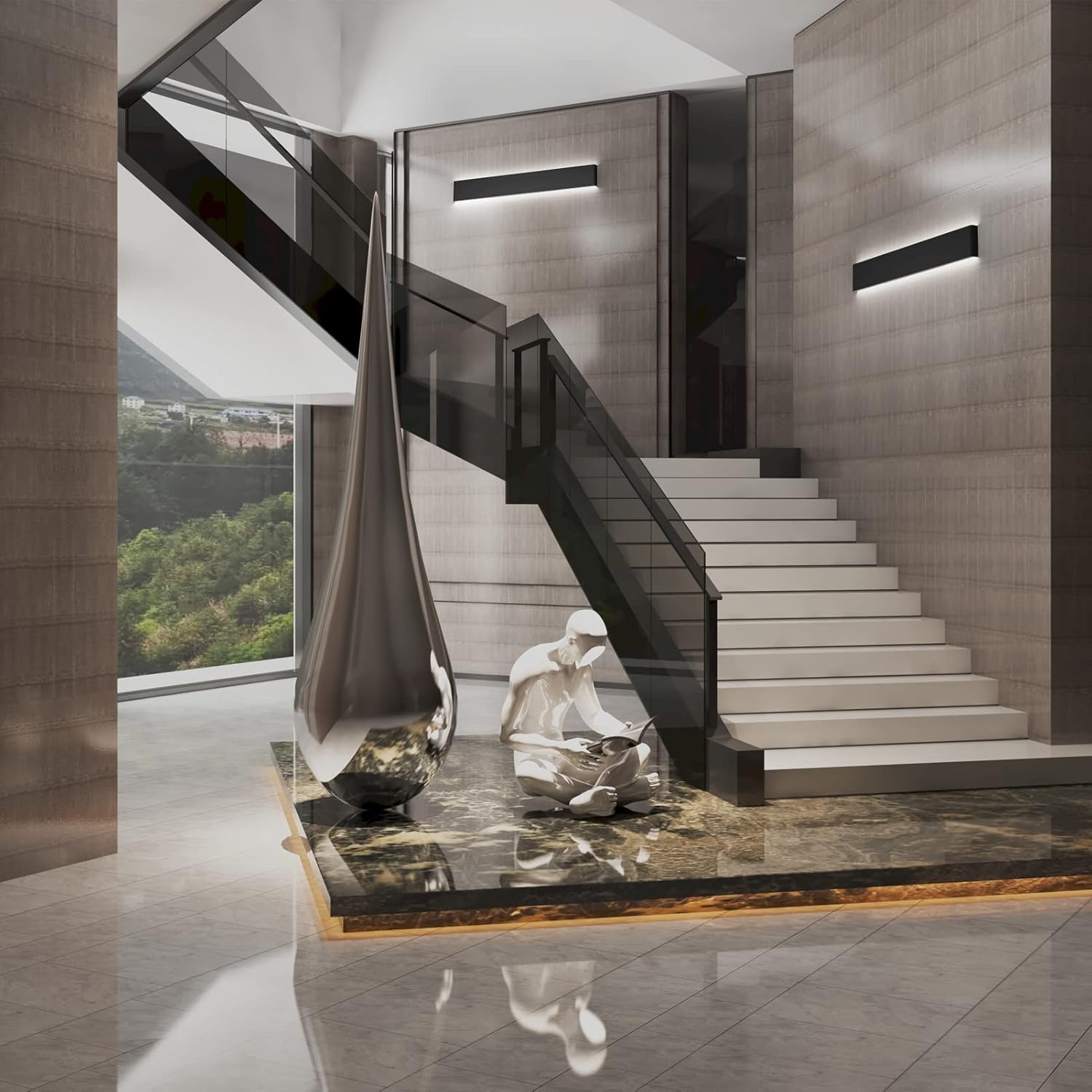 Ralbay 39.3inch Modern Black Vanity Light Fixtures LED Bathroom Wall Light Up and Down Bathroom Lighting Fixtures Cold White Light 6000K