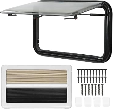 RV Window, RV External Sliding Window,RV Extrapolated Ventilation Window 65 Vent Hatch Side Window,RV Top Hinged Window for Caravan Camper RV,400*300mm