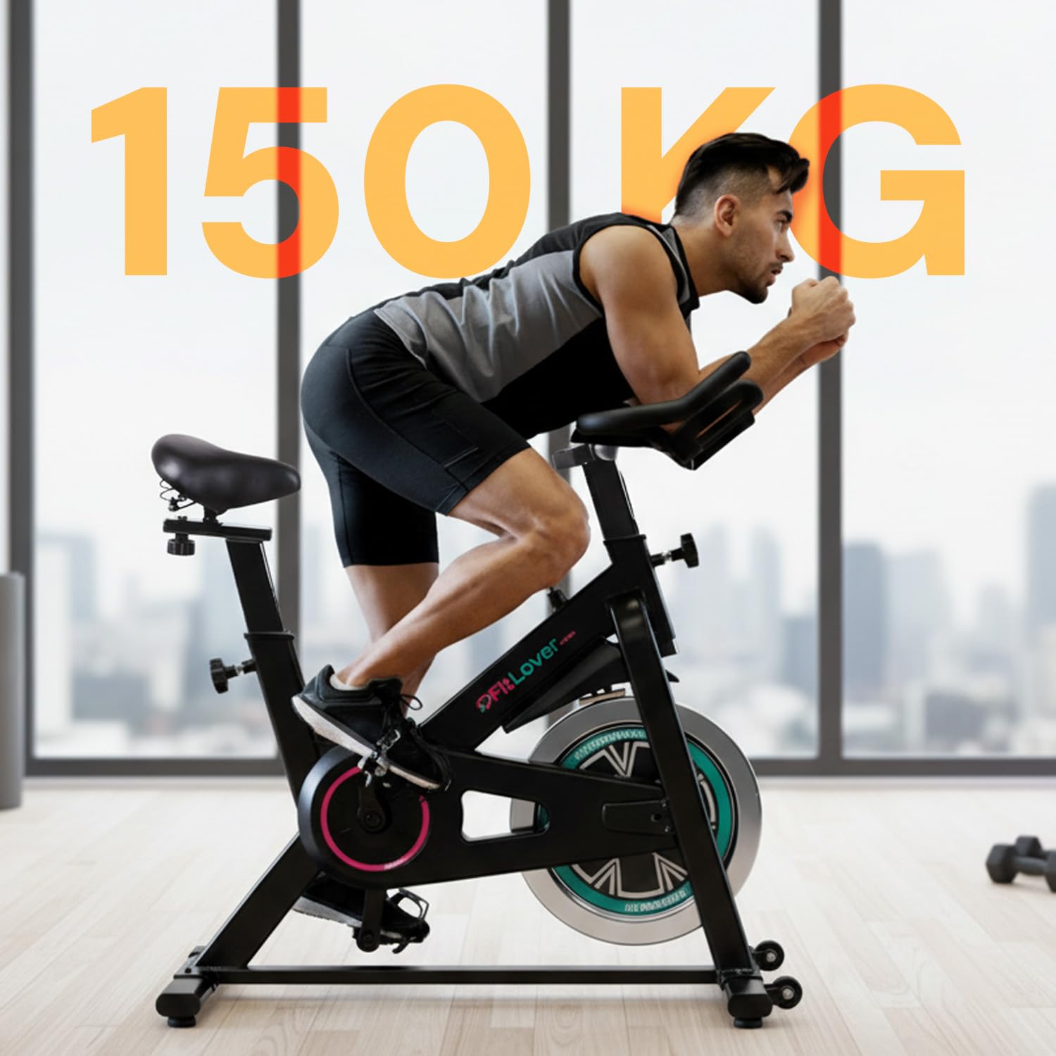 Wintem Wewnętrzny regulowany rower treningowy z 5 funkcjami, 4 kg koło zamachowe i wyściełane siedzisko | Cichy trening nóg i pośladków | Wytrzymała stalowa konstrukcja do domowej siłowni