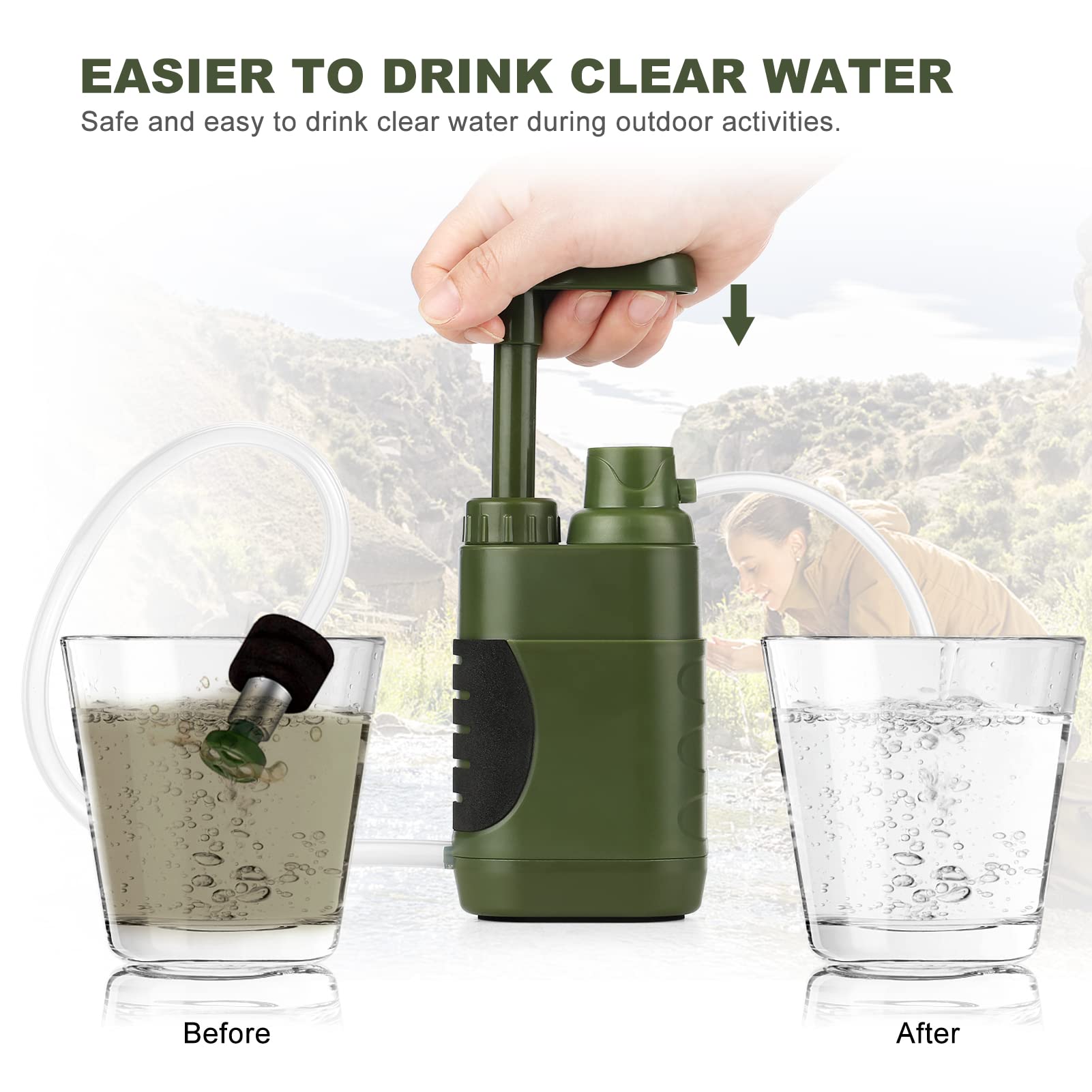 Lixada Filtri Kernel Purificatore, Filtro Acqua Esterno Sistema, Personale Filtro Acqua Acqua di Ricambio Filtro Acqua Paglia Acqua per Escursionismo, Campeggio, Situazione di Emergenza Rimuove