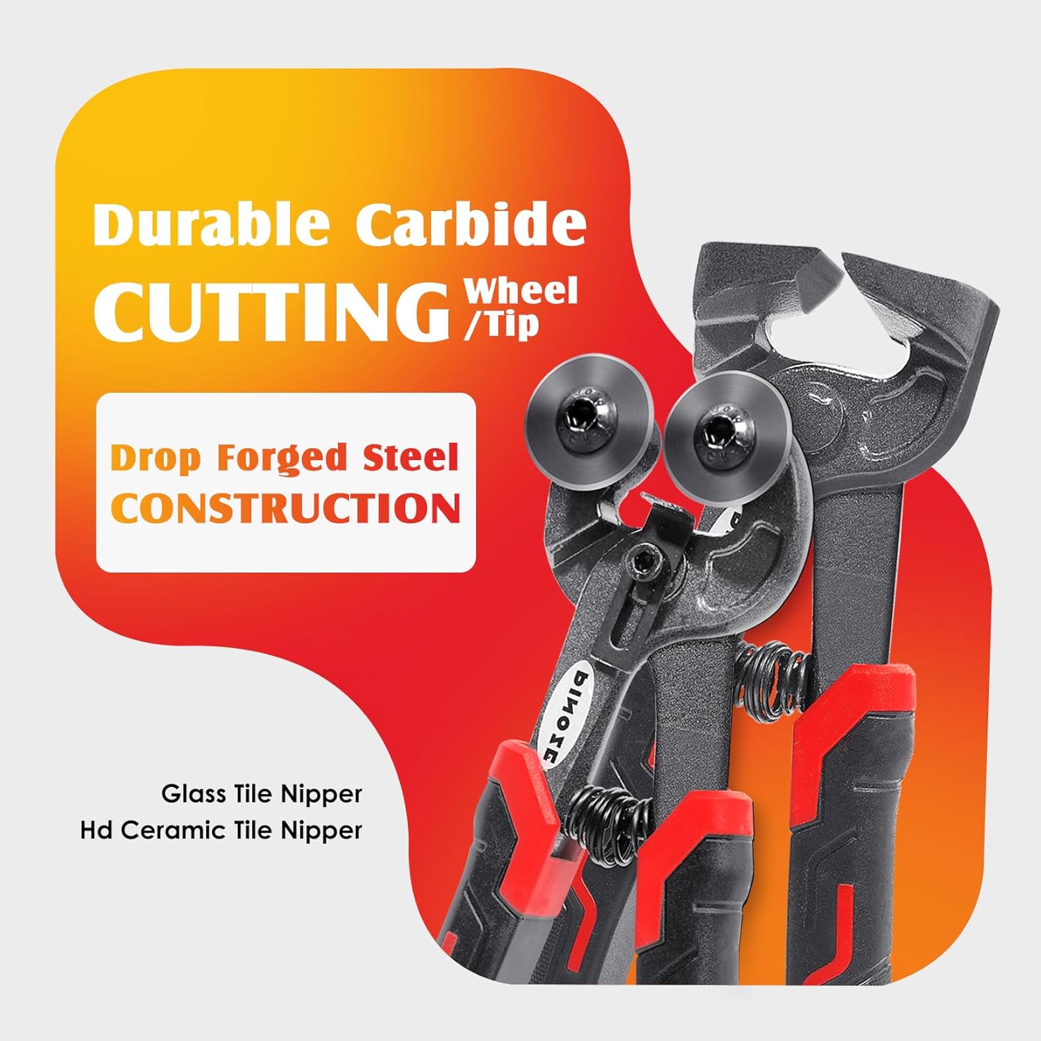 PINOZE 2-Piece Glass Tile Nippers Set - Heavy Duty Wheeled Glass Mosaic Nipper & Hd Ceramic Tile Cutter Pliers with Handle Lock - Shapping Pliers Cutting Tools, Stone, Metal