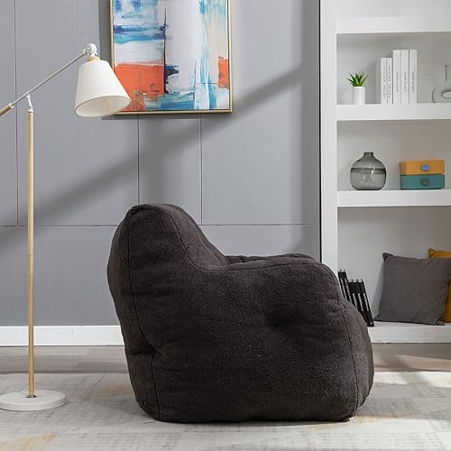 Miniatura 4 de Beanbags - Silla puff de tela de peluche ultra suave para adultos y niños, cómoda silla de ocio para dormitorio, sala de estar, apartamento, gris