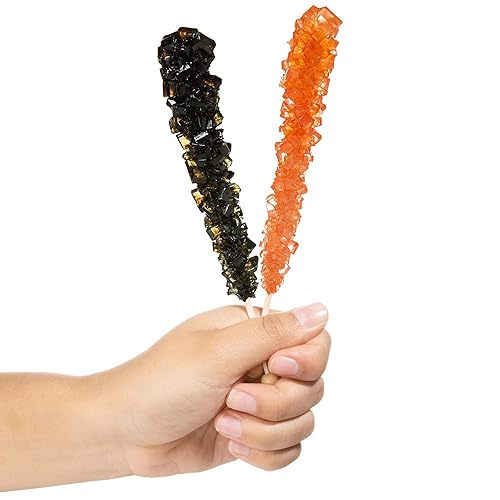 Miniatura 2 de Palitos de cristal de caramelo de roca de Halloween, 18 unidades, envueltos individuales, color negro y naranja