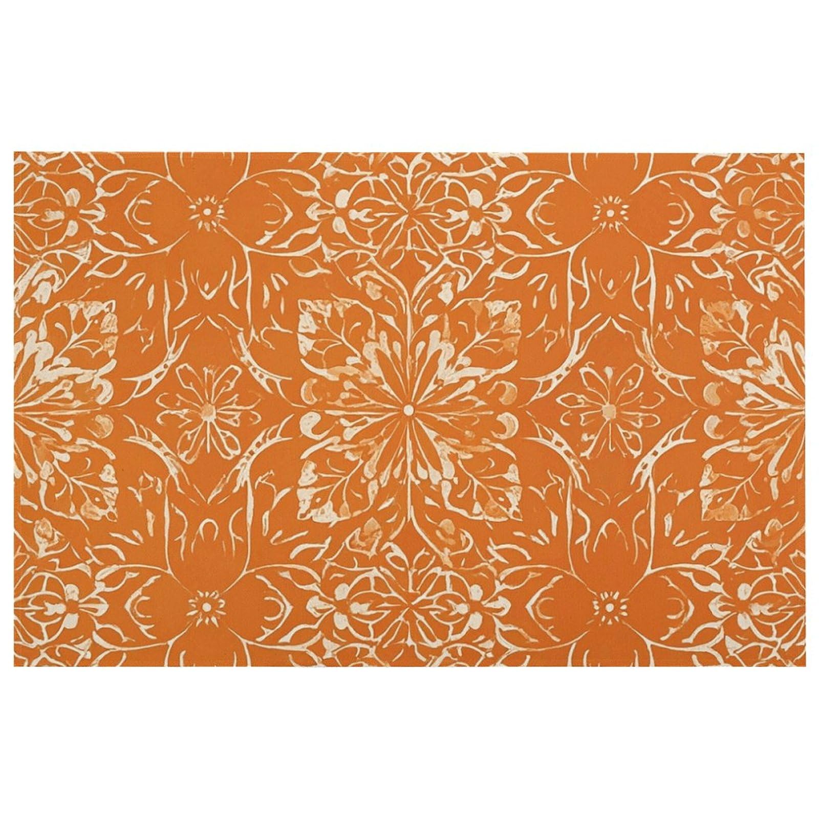 Tapis de sol moderne orange 60x40 cm antidérapant et absorbant pour entrée et cuisine