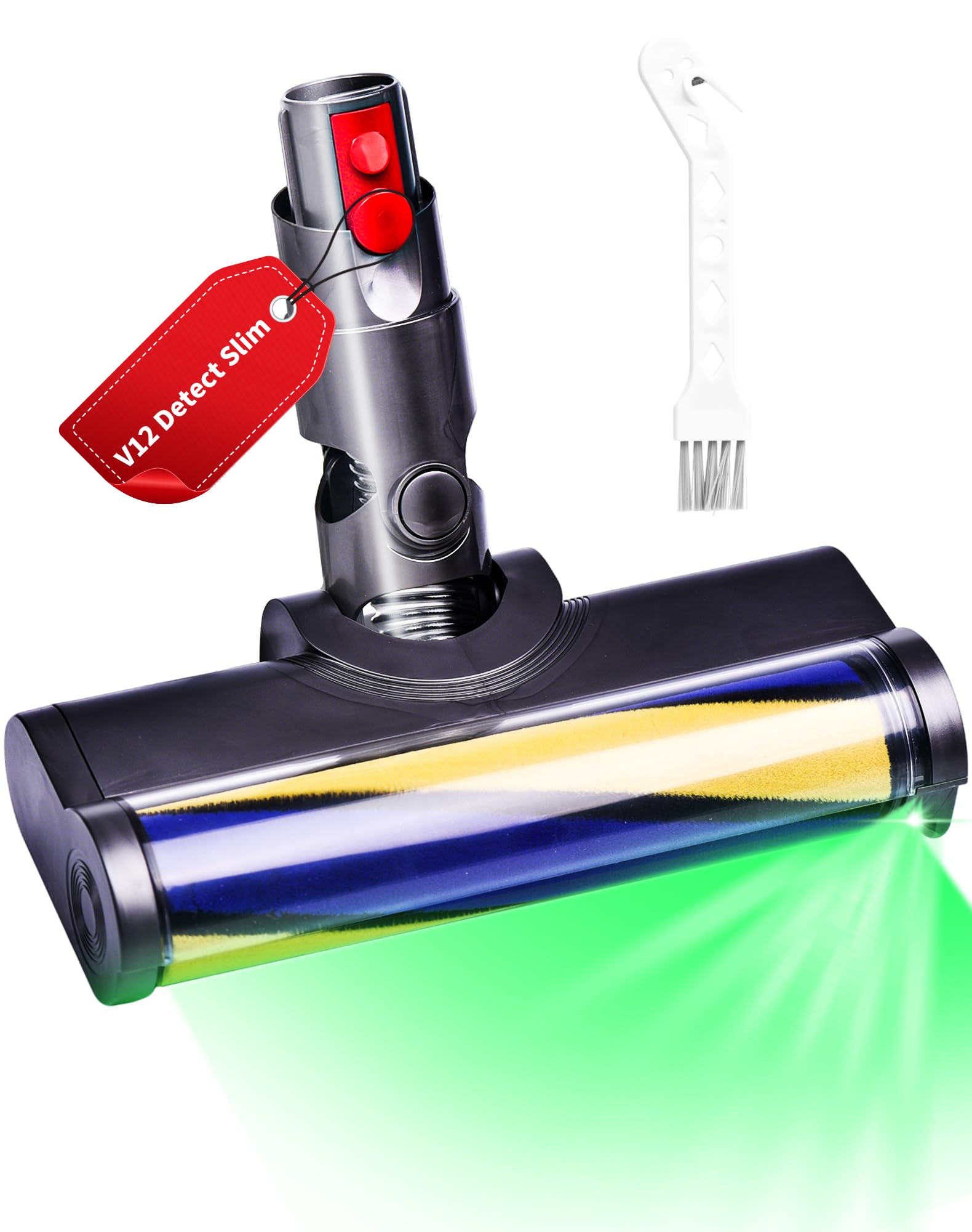 Cepillo LED boquilla de suelo para Dyson V12 Detect Slim piezas de repuesto cepillo de repuesto aspiradora rodillo suave accesorio con indicador de polvo para suelos duros