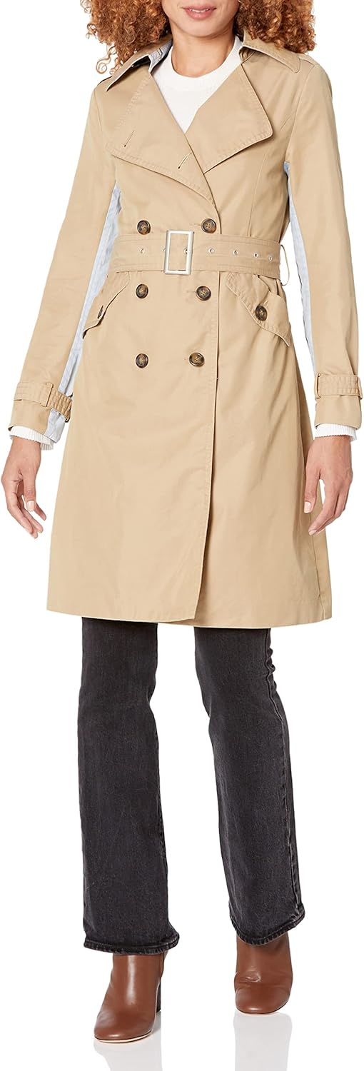 Rent the Runway Pre-Loved Striped Camel Trench Coat