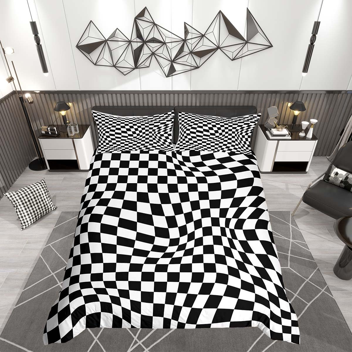 Parure de lit double à carreaux pour transformer la chambre des garçons et filles