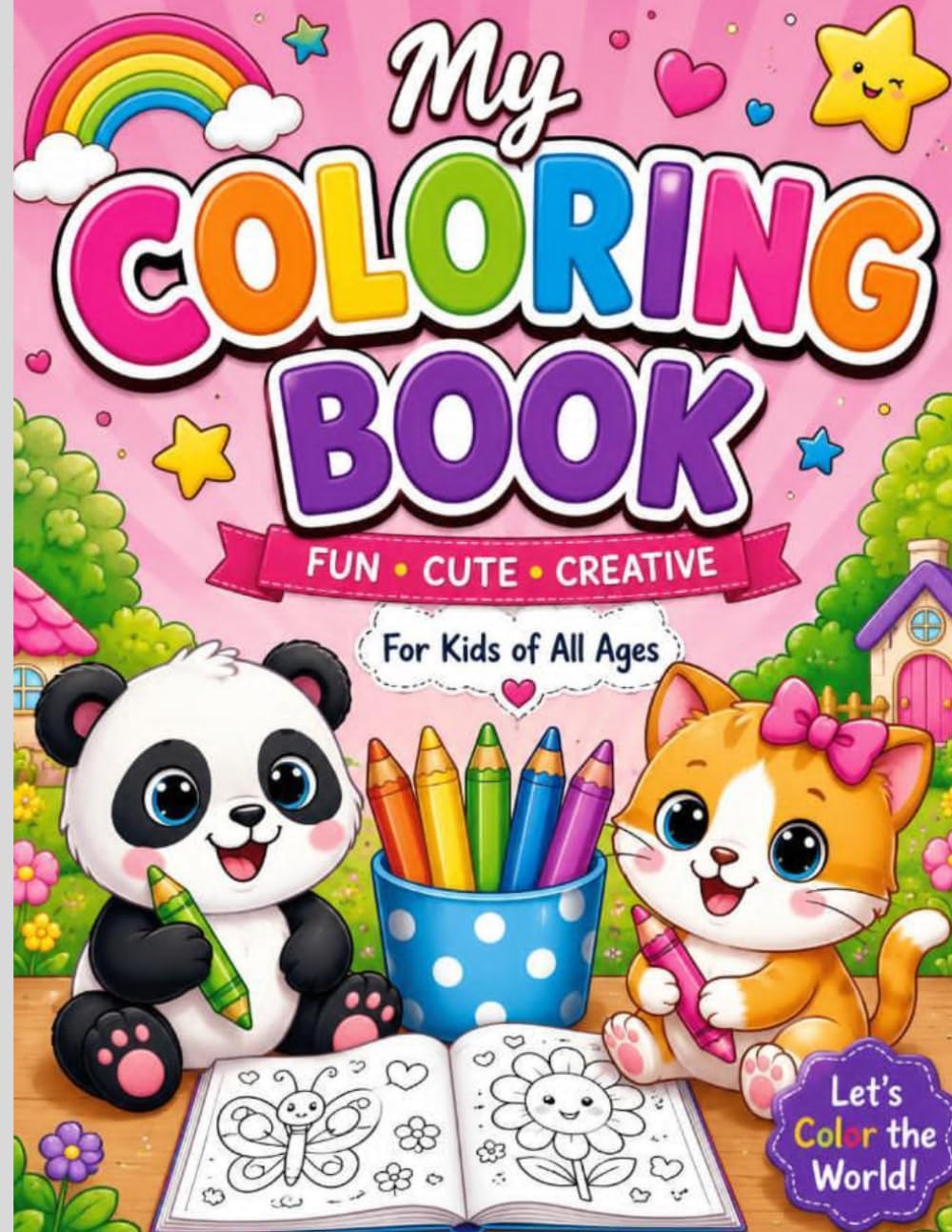 Funny Panda Colouring Book: 30 Cute and Fun Cartoon Coloring Pages for Kids
