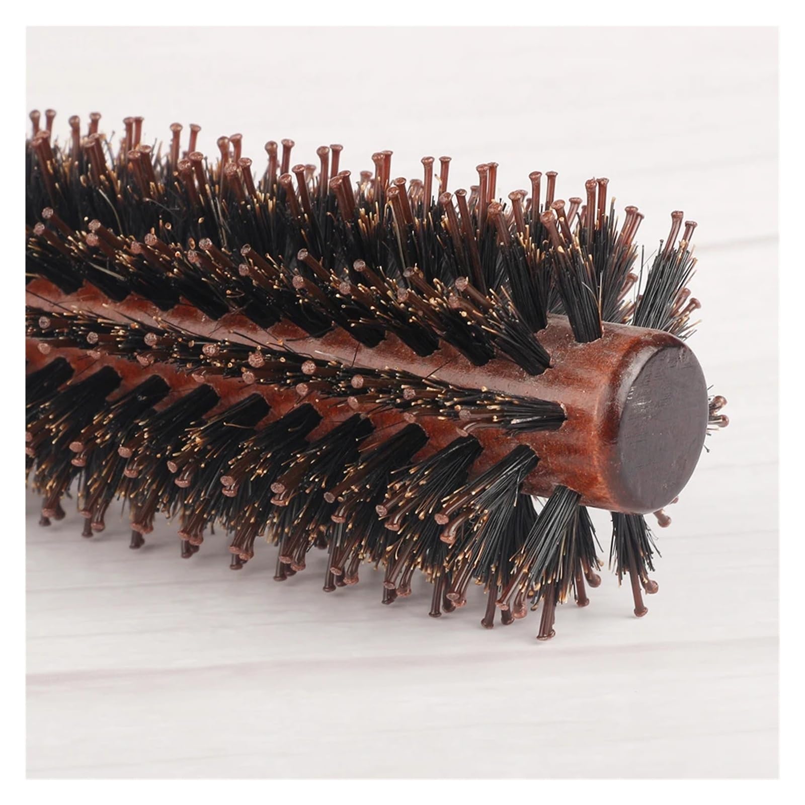 Spazzola for capelli tonda con manico in legno, pettine for in twill dritto, strumento for parrucchiere setole di cinghiale(ZB-ZWMGS-12mm)