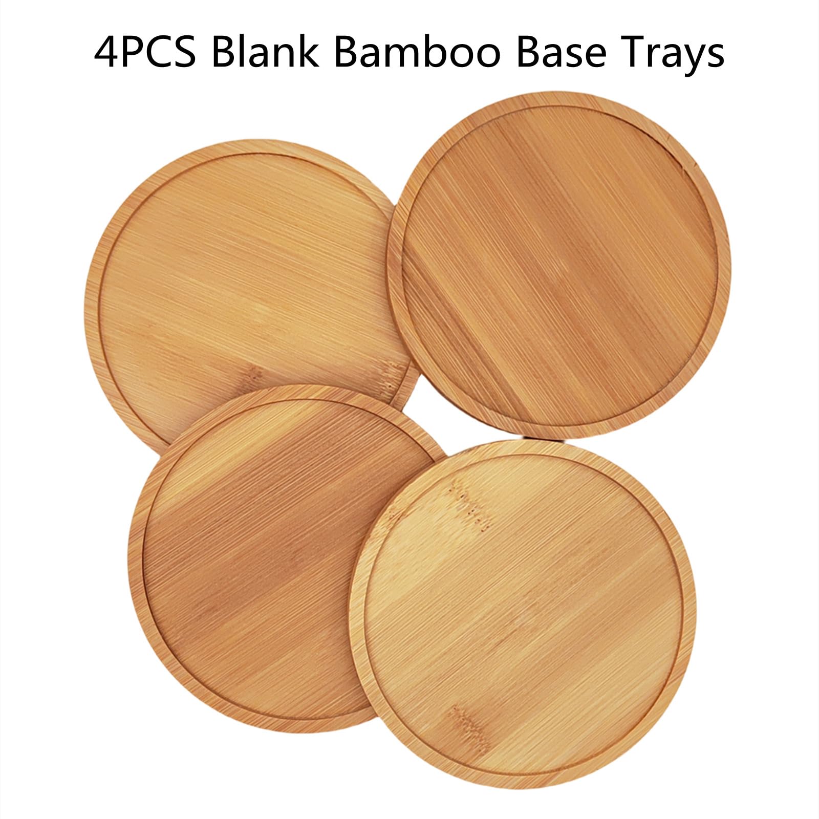 4PCS Bamboo Mosaic Coasters, Blank Base Trays for Crafts DIY Mosaic Supplies Drinking Cup Coaster, Plant Coaster, Art Plate (Round L) - Image 3