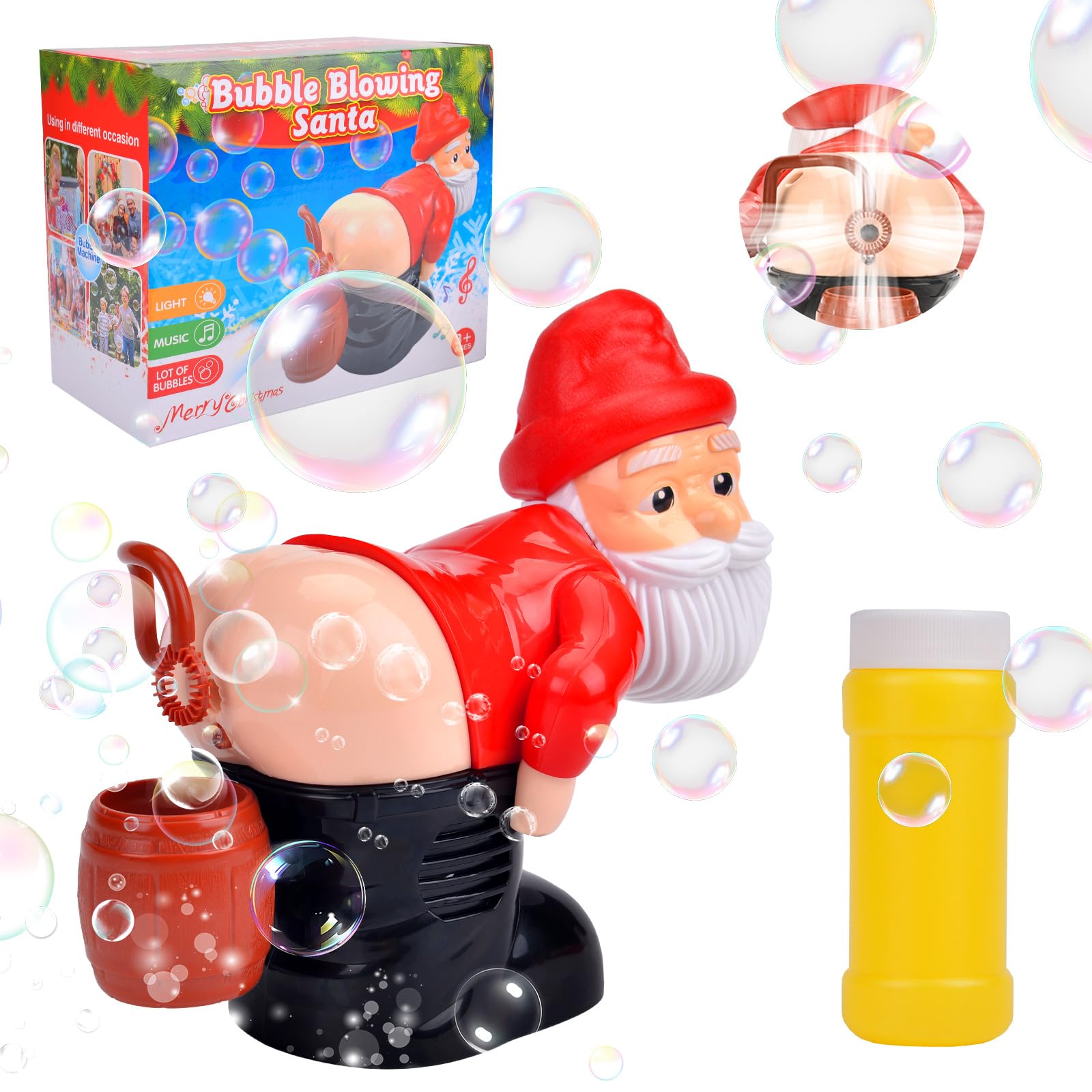 Bubble Machine for Babies, Farting Bubble Maker Toy for Kids Adults, Electric Blowing Bubble Toy with Light and Music, Soap Fart Bubble Machine Funny Gift for Christmas Outdoor Garden Party