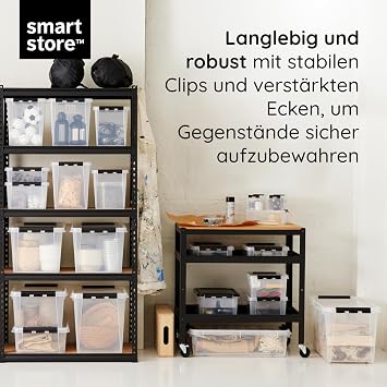 SmartStore Storage Box 32 L Pack of 2 Reinforced Large Clear Food Storage Box with Lid Clip Lock Stackable BPA-Free Plastic 50 x 39 x 26 cm (L x W x H)