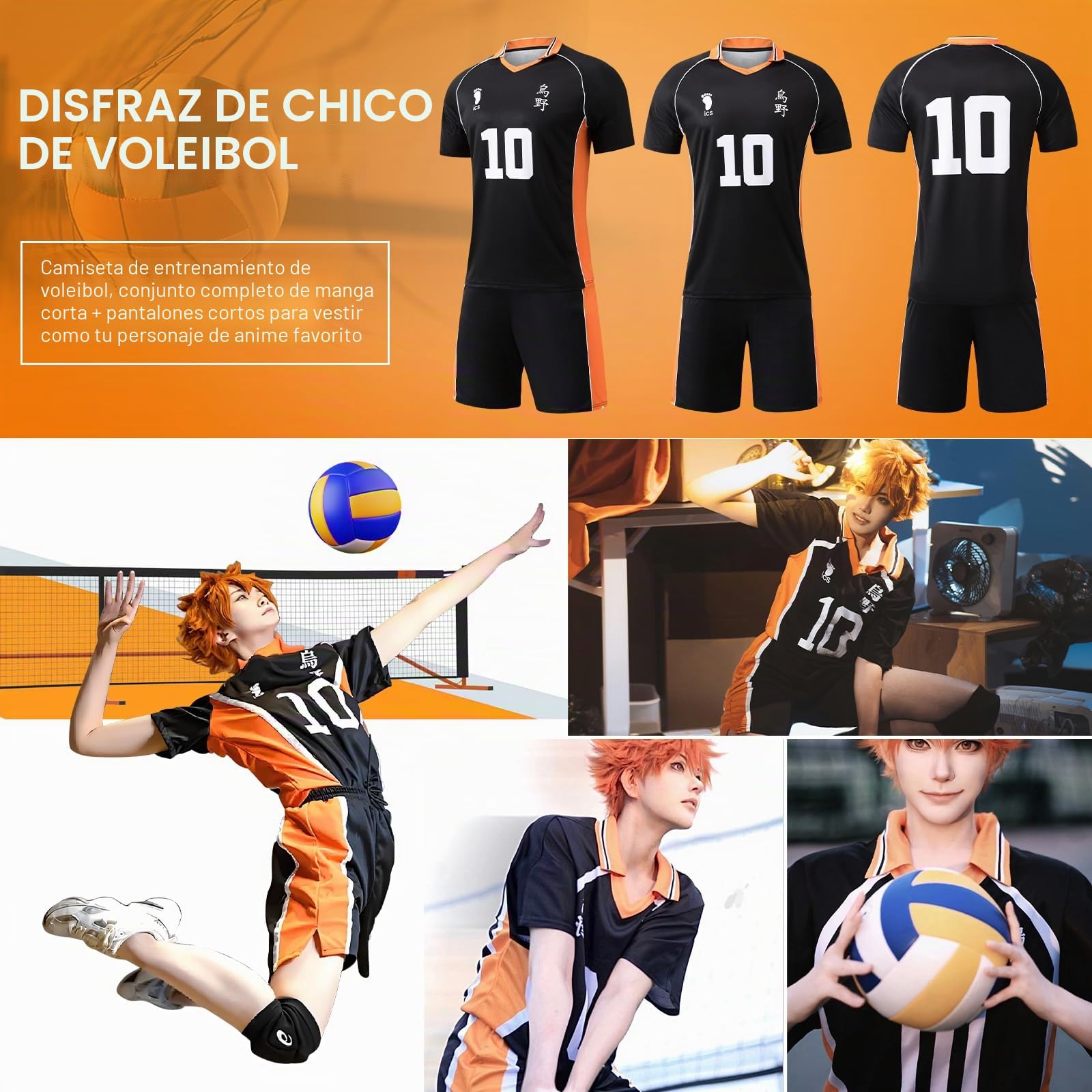 Sternstunde Karasuno Uniform Shouyou Hinata Halloween Cosplay Haikyuu Disfraz de anime