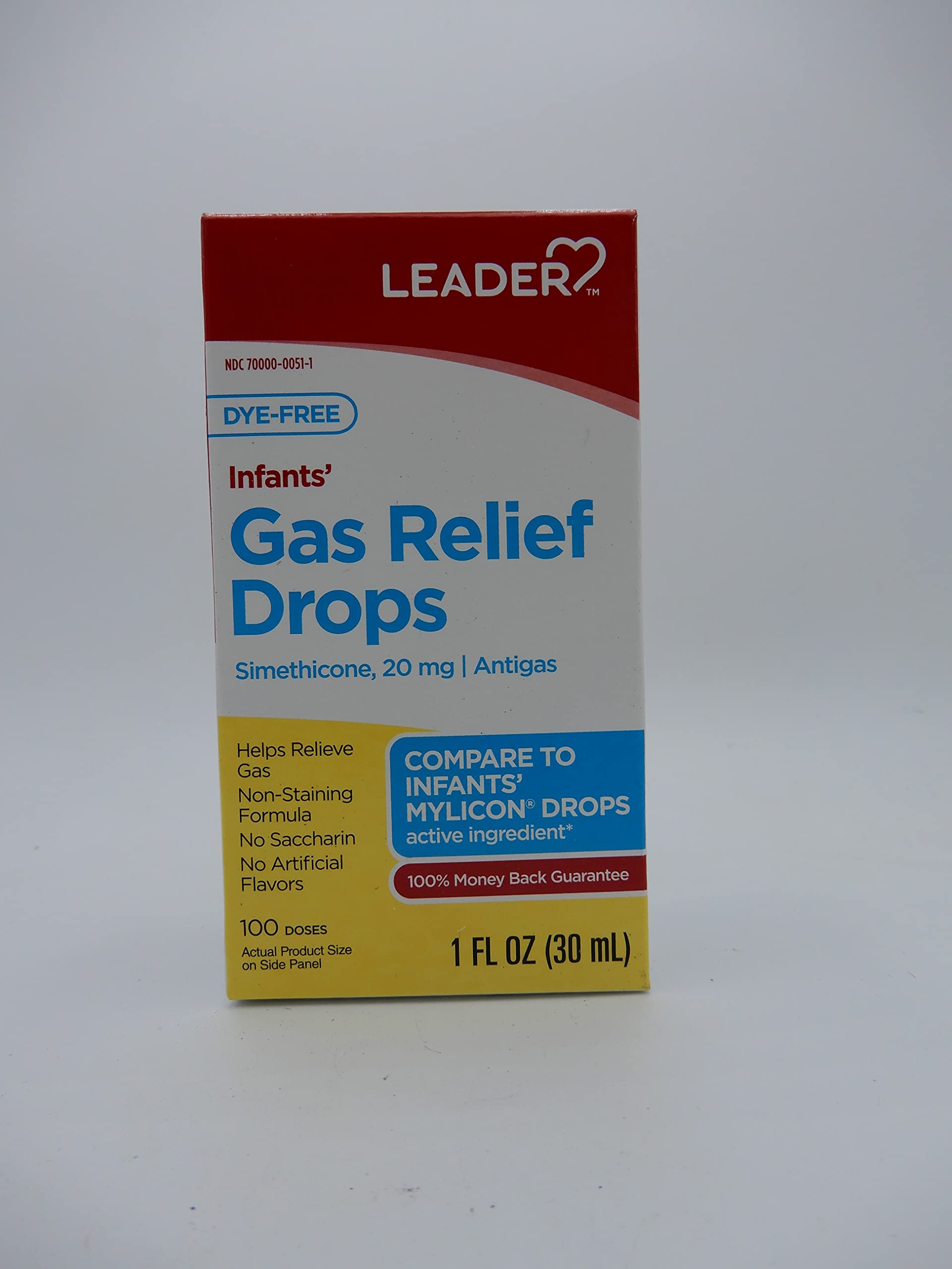 Leader Infants' Gas Relief Drop, Dye Free, Simethicone 20mg, 1 FL OZ (Pack of 1)