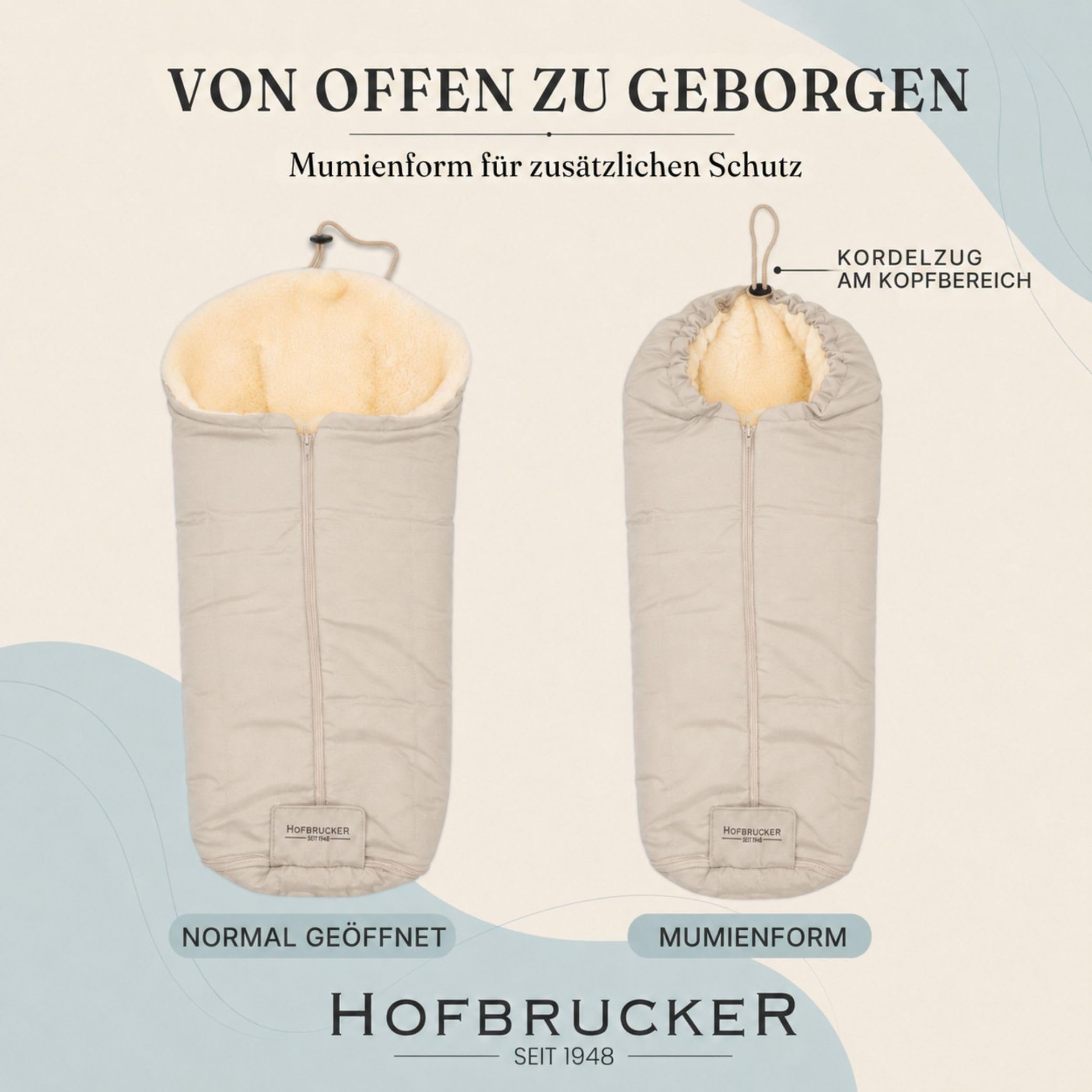 Hofbrucker seit 1948 Saco portabebés (piel de cordero) Iglu Beige Única