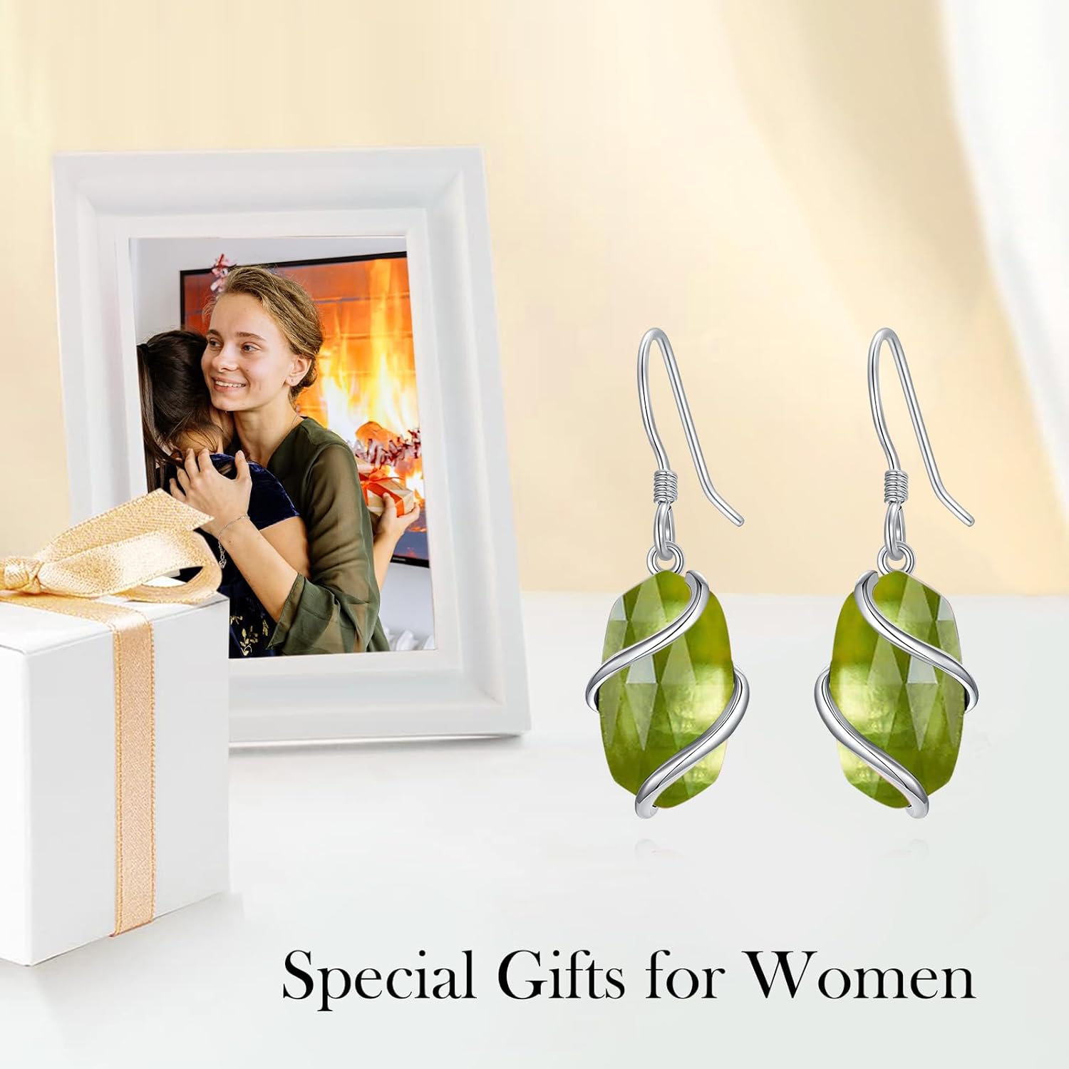 HPQQ Earrings for Women 925 Sterling Silver Dainty Gemstone Dangle Earrings Fine Jewelry Birthday Mothers Day Gifts for Mom Wife Her