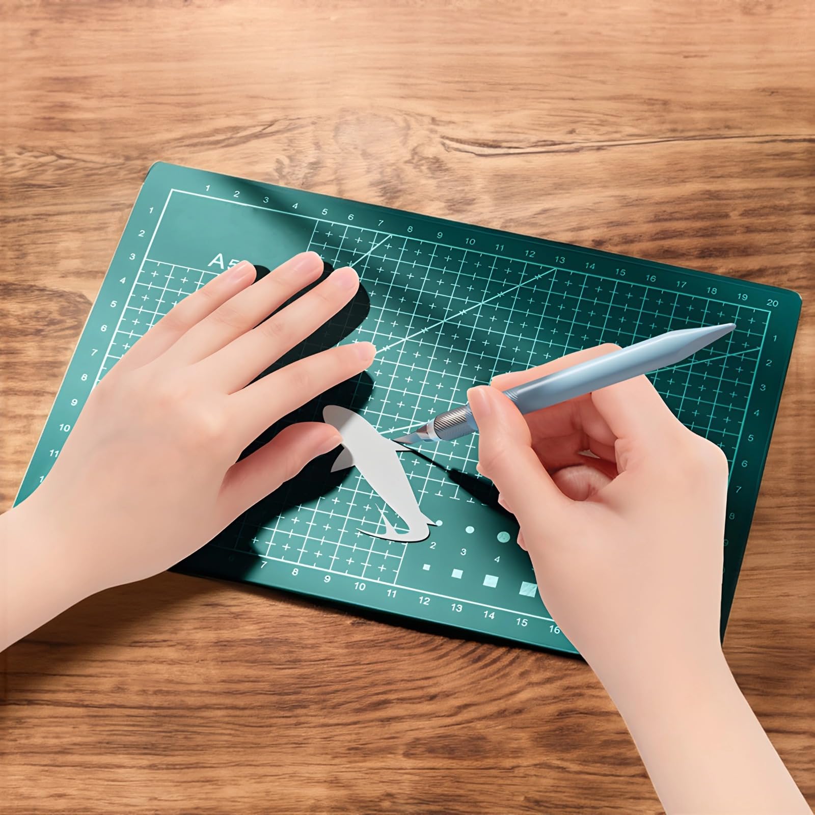 Cutting Mat For Craft 4 PCS, A5 Rotary Cutting Mats with Grid Lines, 5.9 x 8.7 Inches PVC Craft Cutting Pad Set in 4 Colors, Non-Slip Surface Rotary Cutting Pad for Sewing Quilting Art Projects