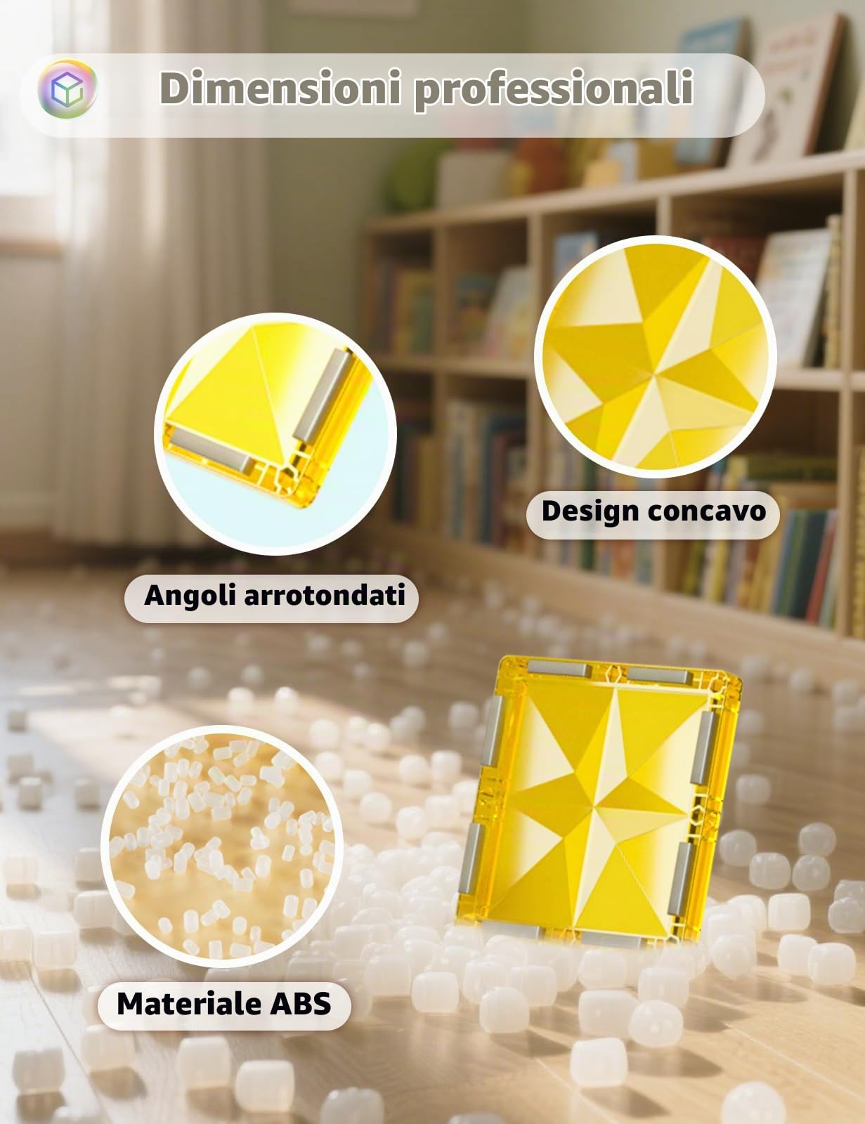 Roxenda 101 Pcs Blocchi Magnetico Educativi per Bambini 3+ Anni – Giocattoli da Costruzione Montessori con Piastrelle Magnetiche per Ragazzi e Ragazze-101 pz